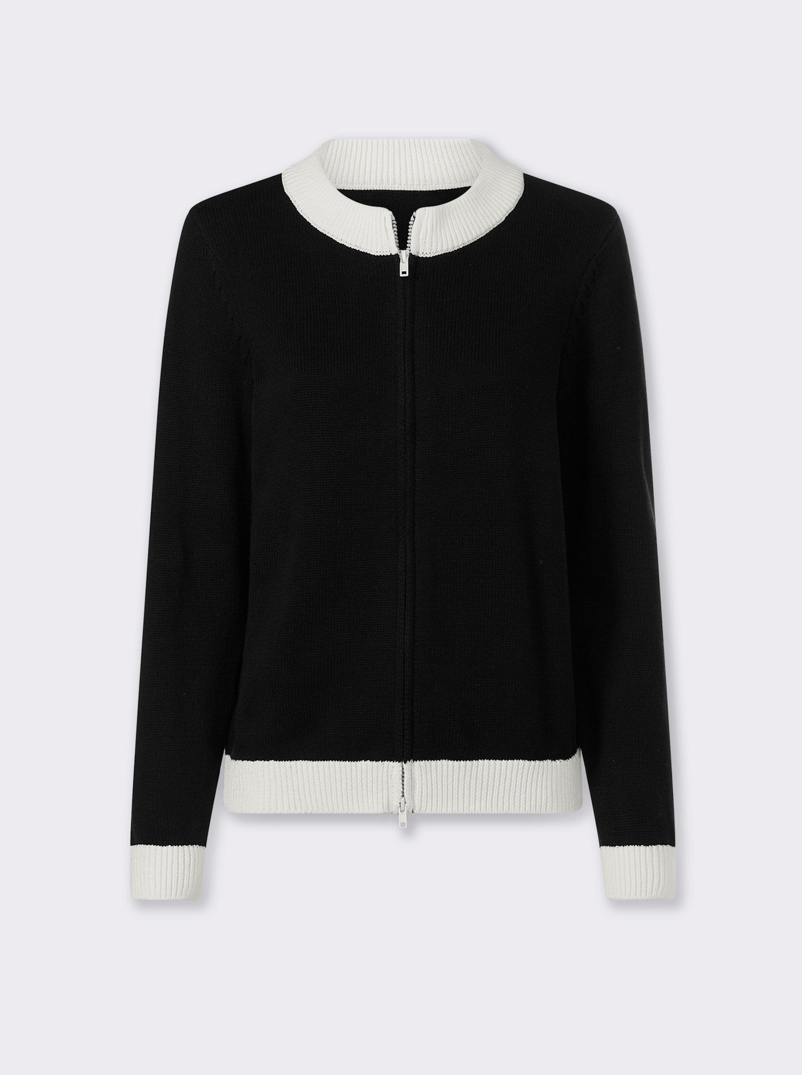 heine Strickjacke mit Blockstreifen - schwarz-ecru