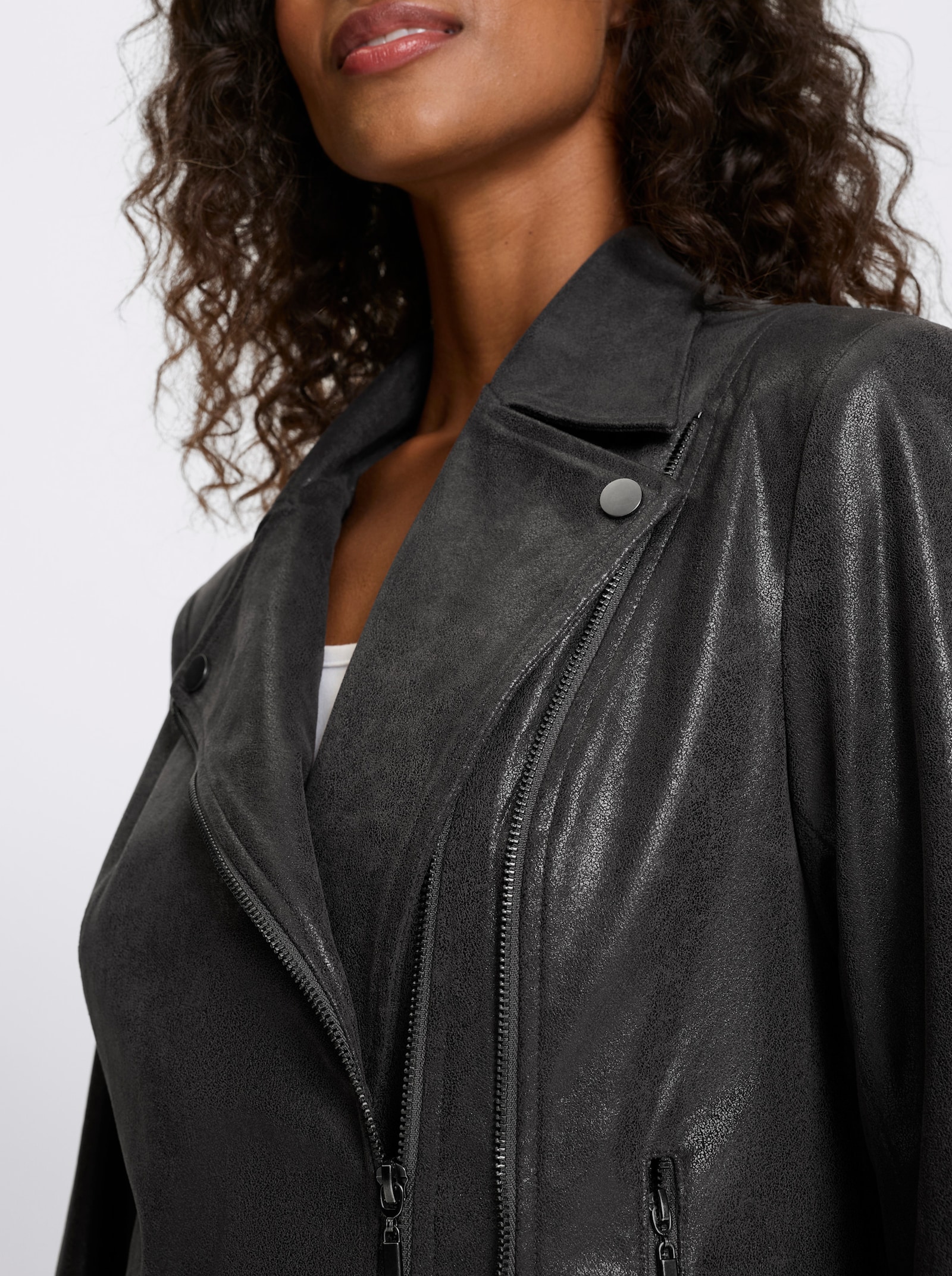 heine Lederimitatjacke im Biker-Stil - graphit