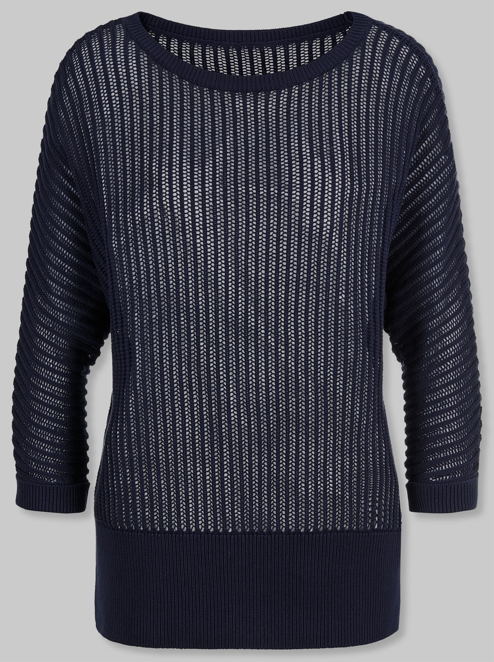 heine Ajourpullover mit weitem Ausschnitt - marine