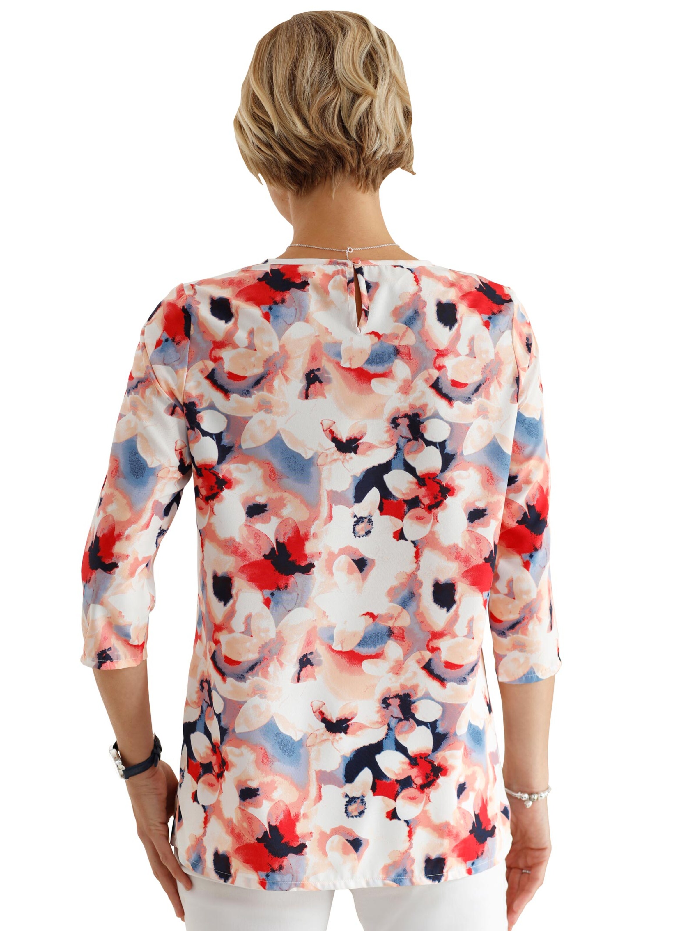 Tunika - apricot-blau-bedruckt