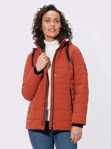Steppjacke mit Ripsband-Verzierung - rostrot