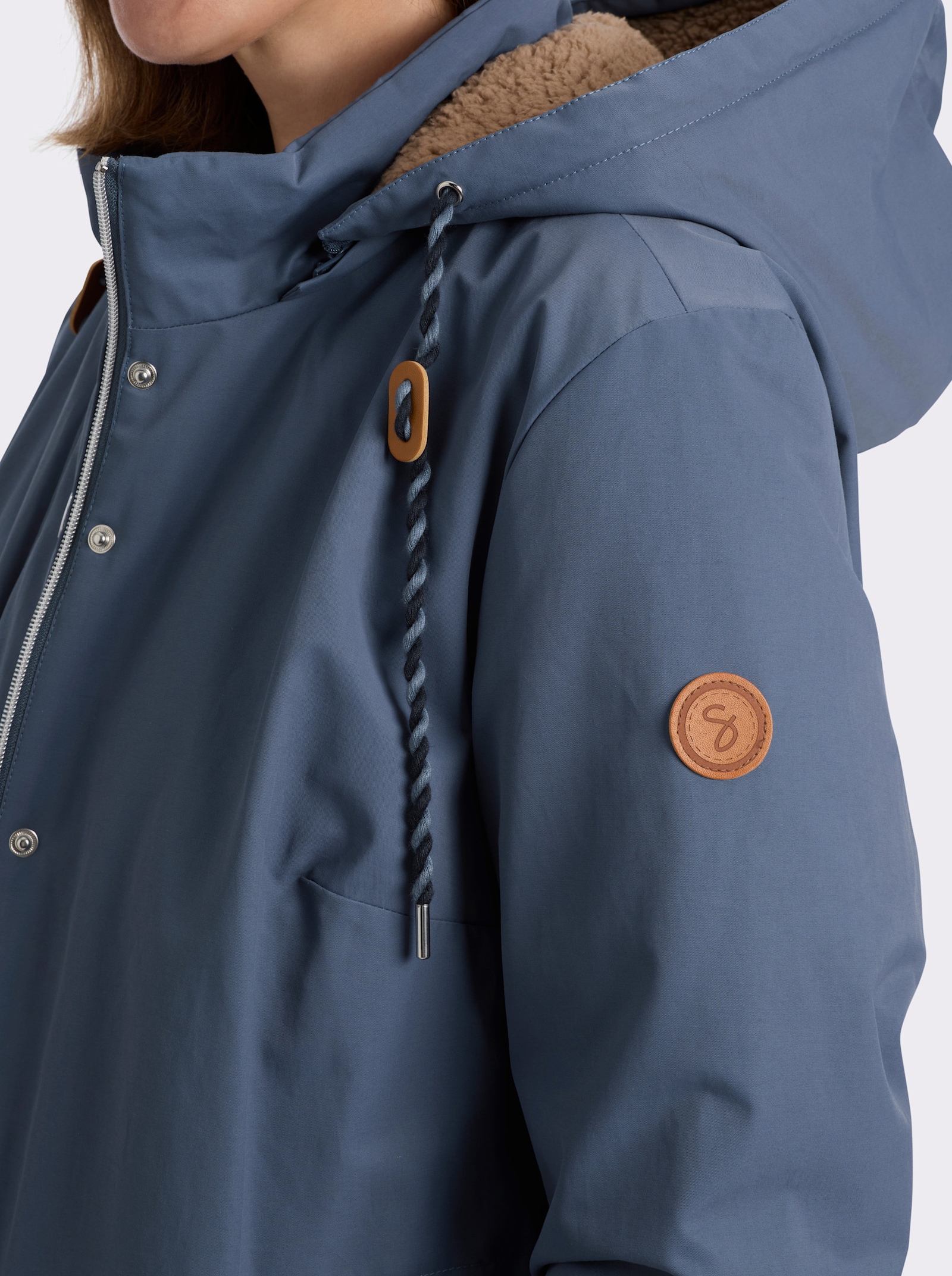 sheego Parka mit kuscheligem Teddyfutter - rauchblau