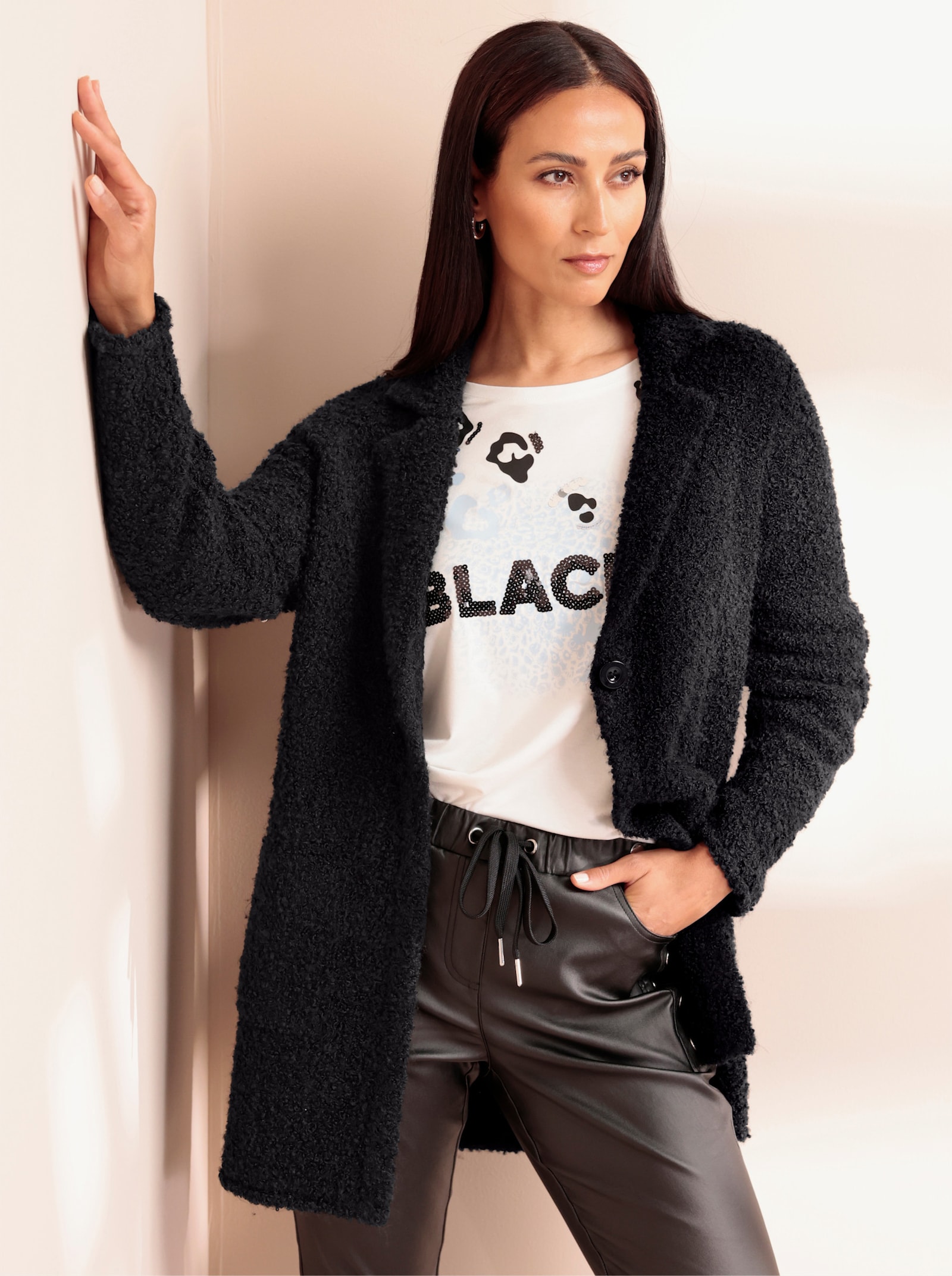 heine Lang vest met 2 zakken - zwart