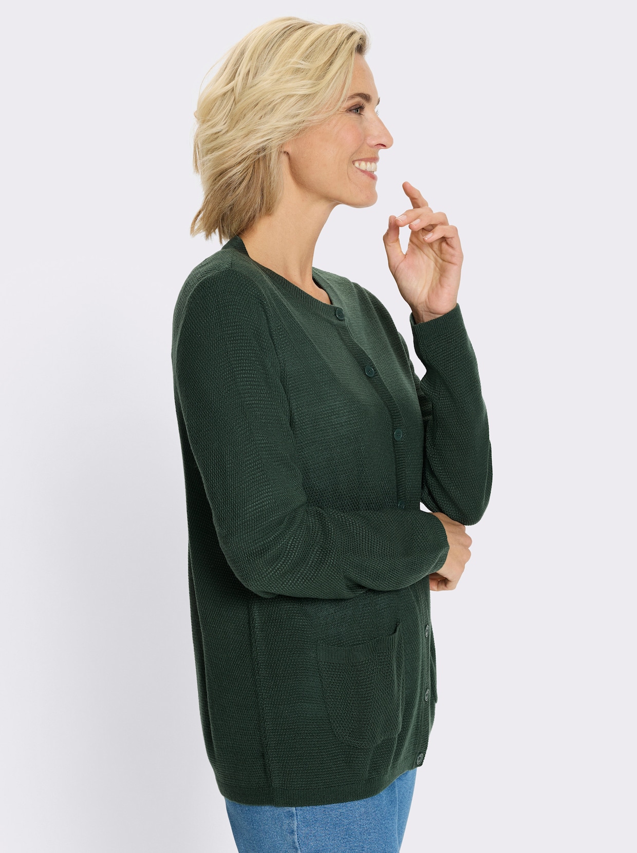 Strickjacke mit Struktur-Muster - moos