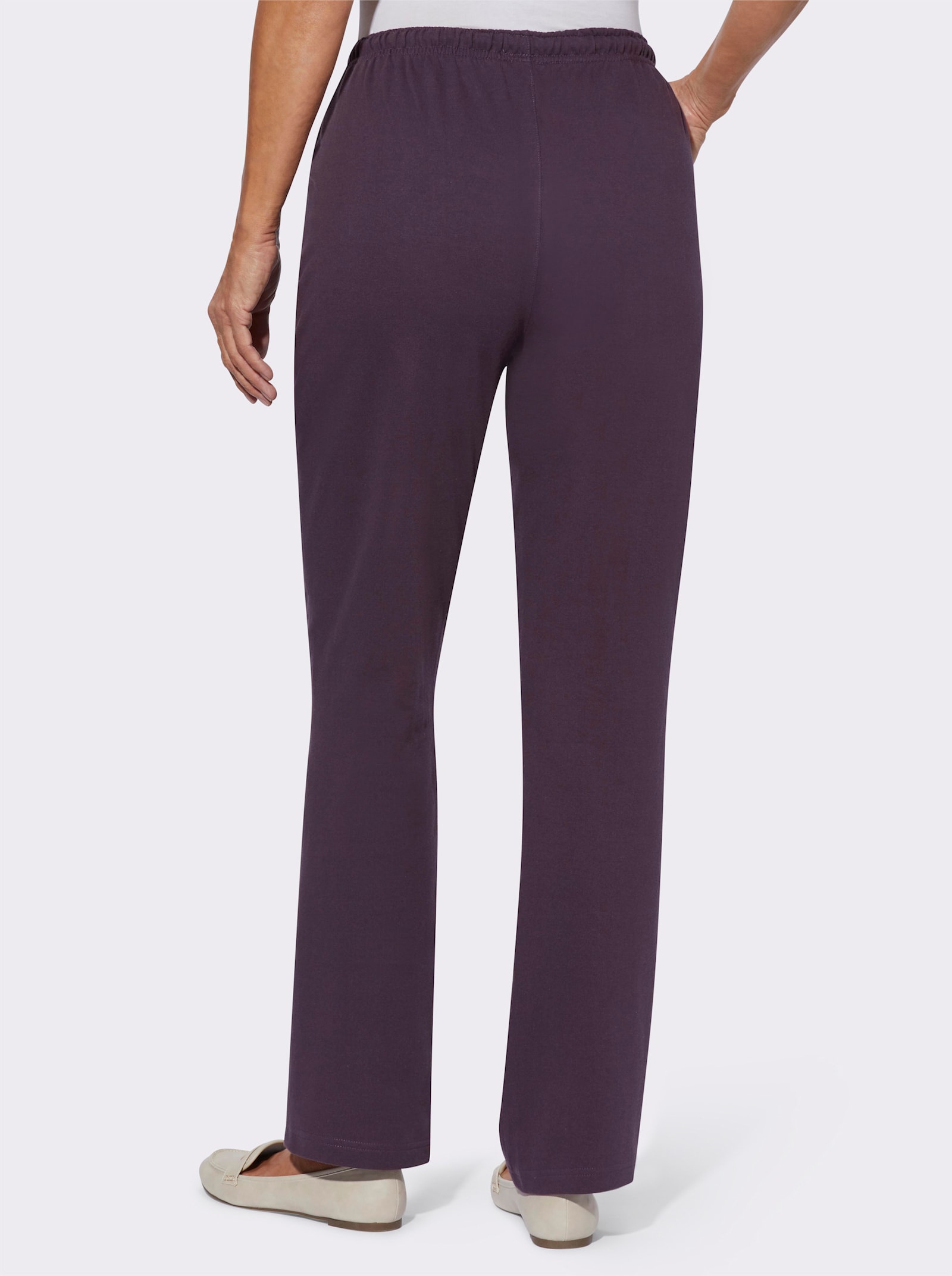 Jerseyhose mit Tunnelzug und Bindeband - aubergine