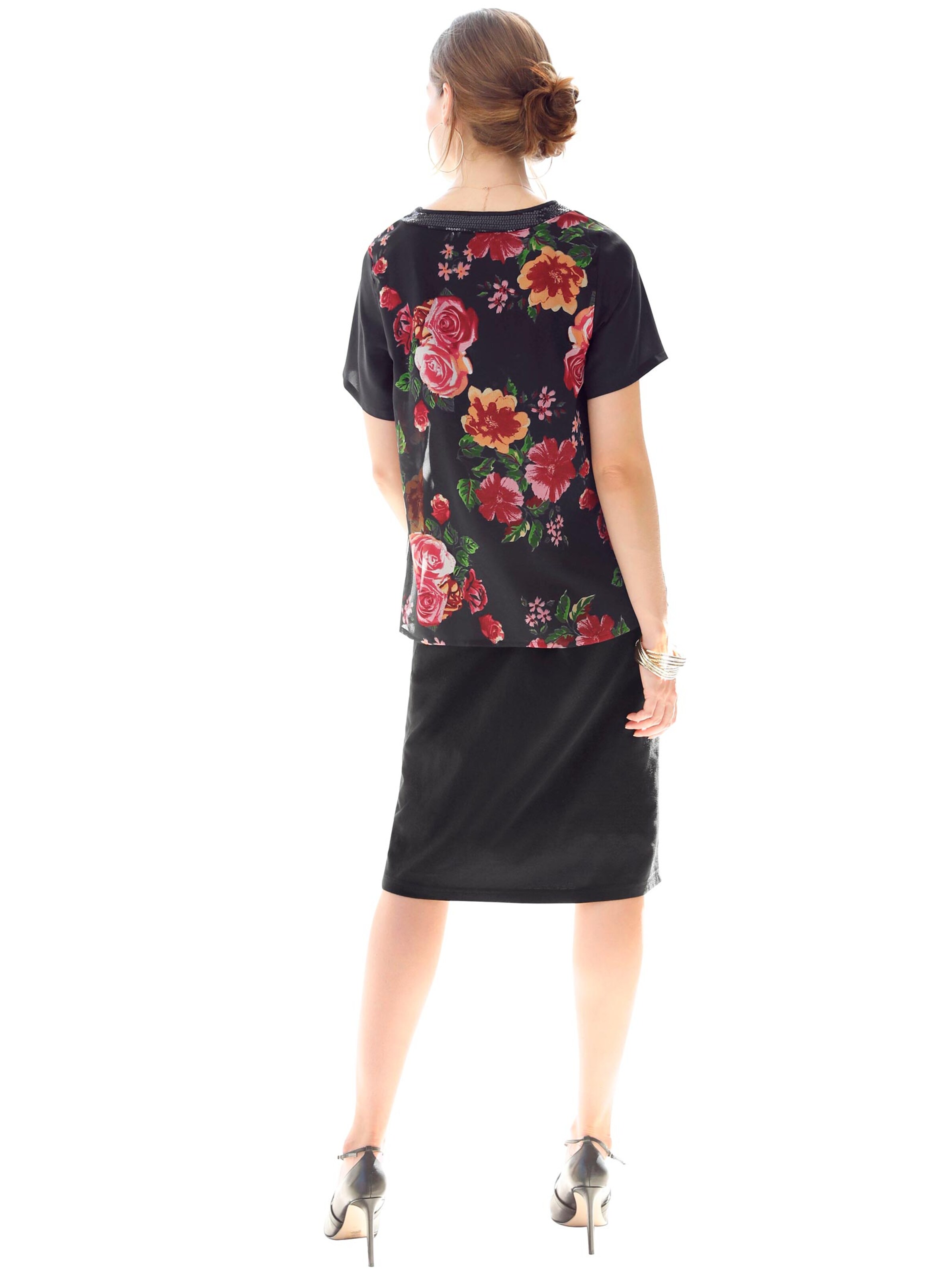 Kleid - schwarz-gemustert