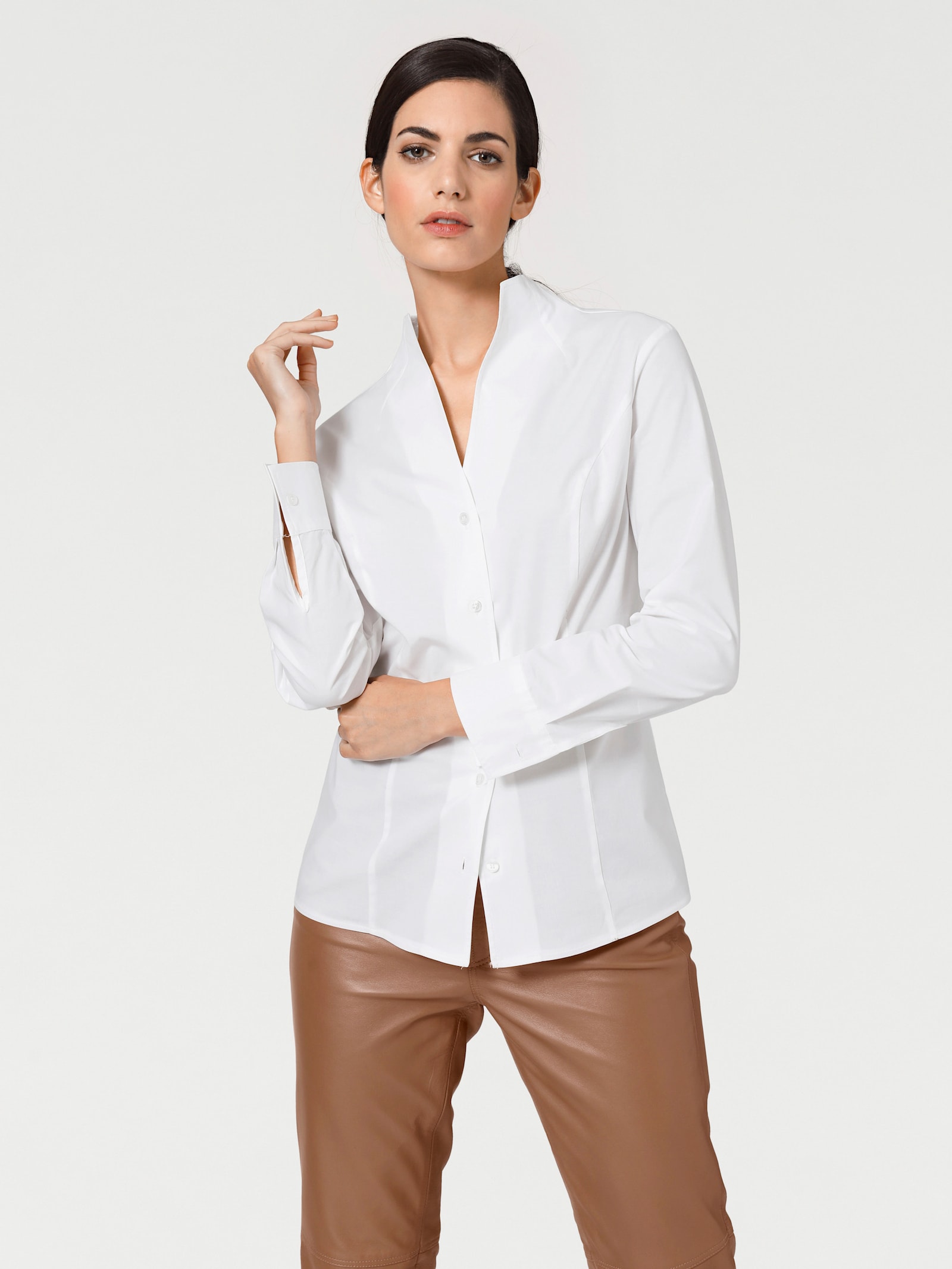 heine Hemdbluse mit Stehkragen - weiß