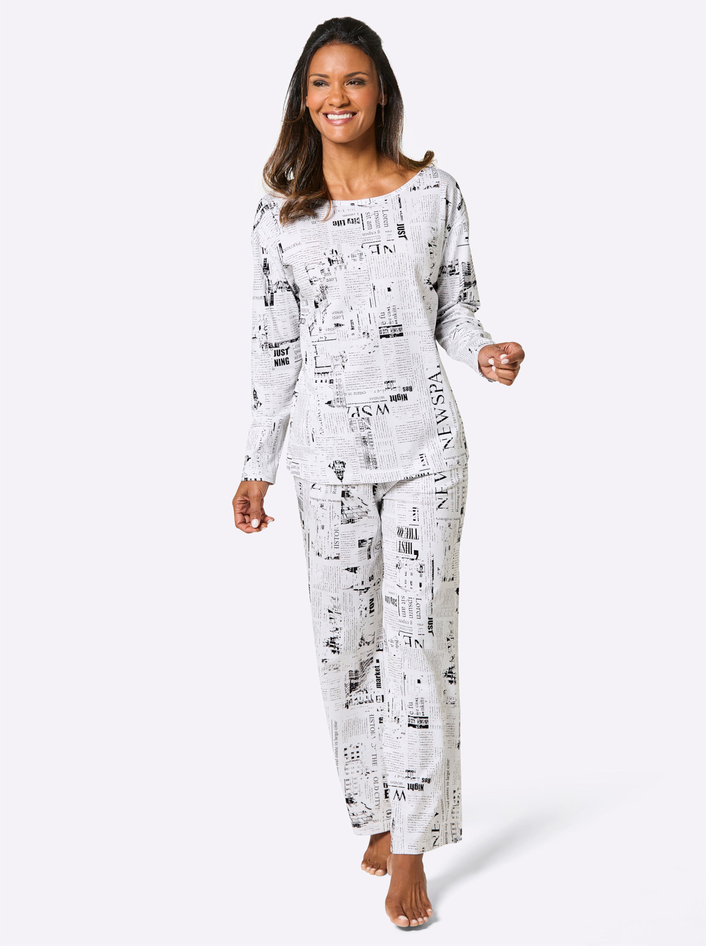 Pyjama wit/zwart geprint, foto 2