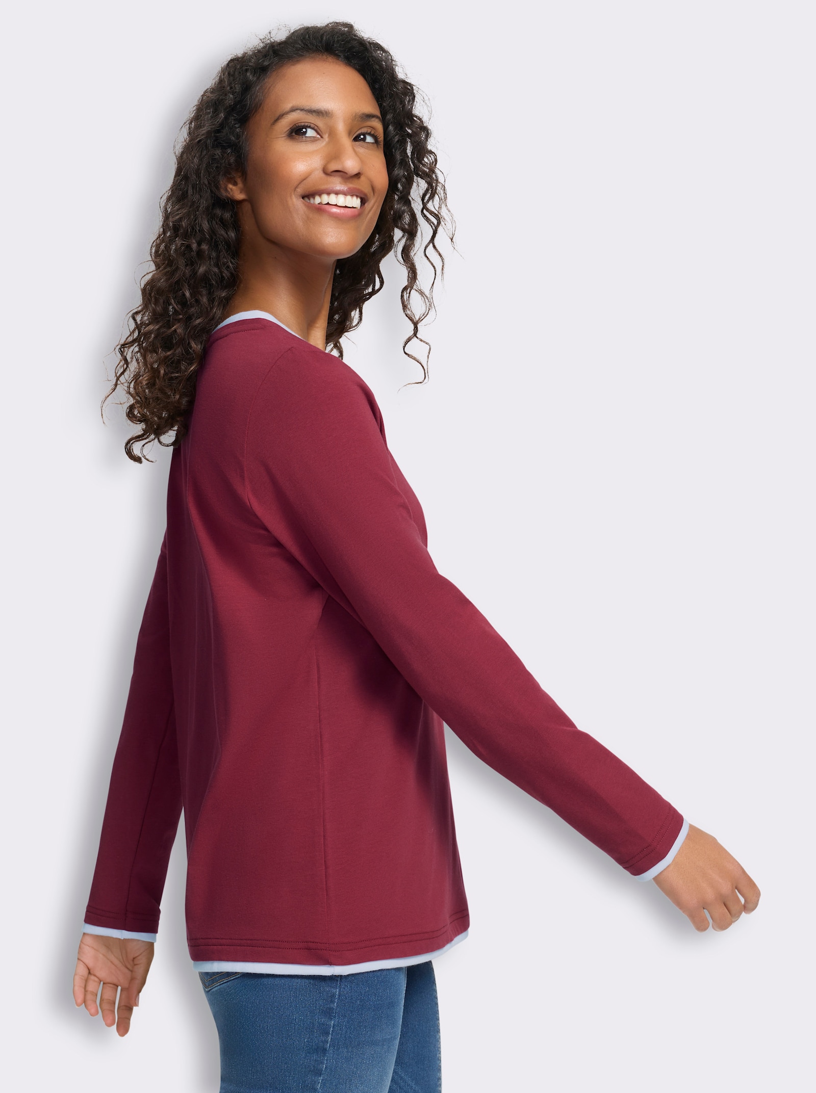 heine Rundhalsshirt in 2-in-1-Optik - kirsche-weiß