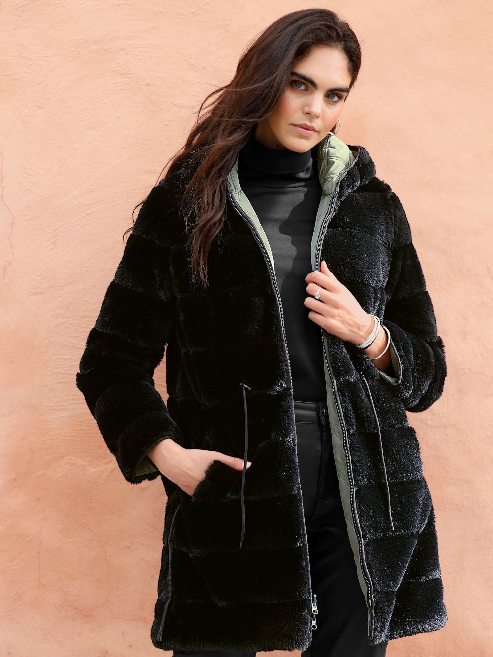 heine Wendejacke mit Kapuze - khaki