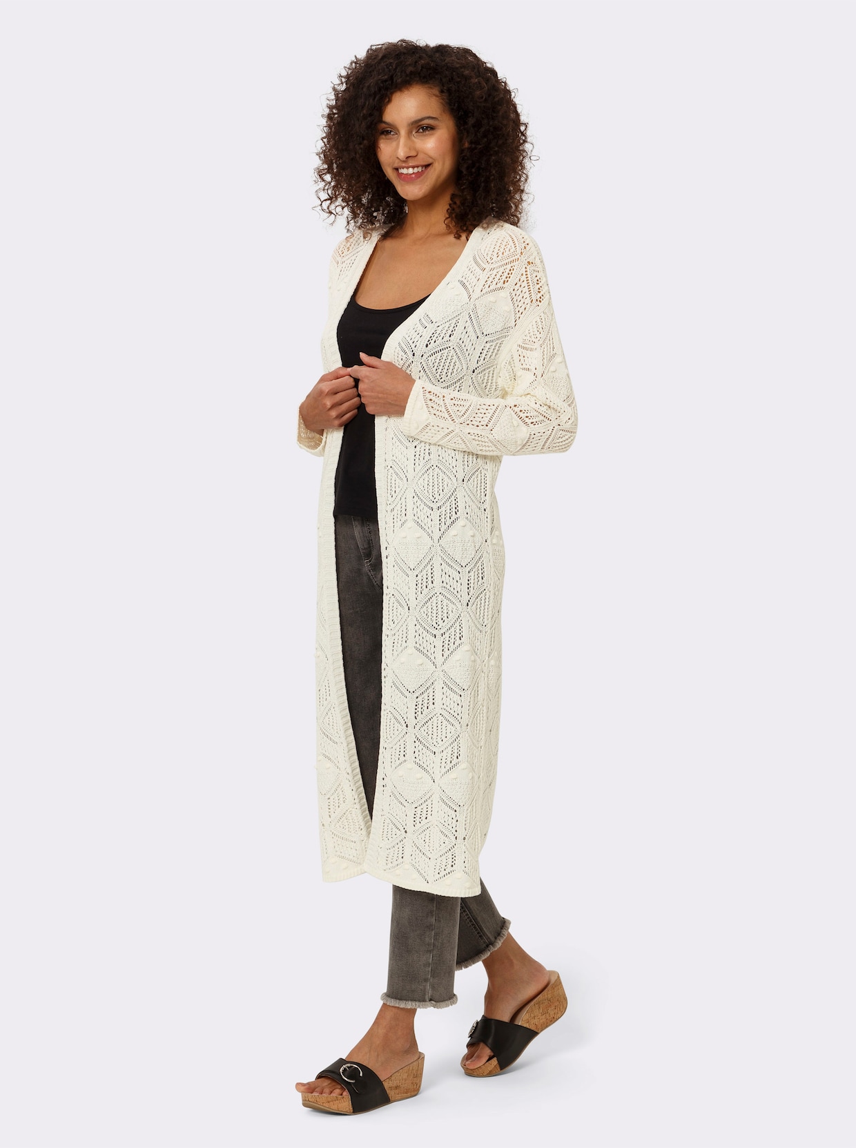 heine Longstrickjacke - ecru