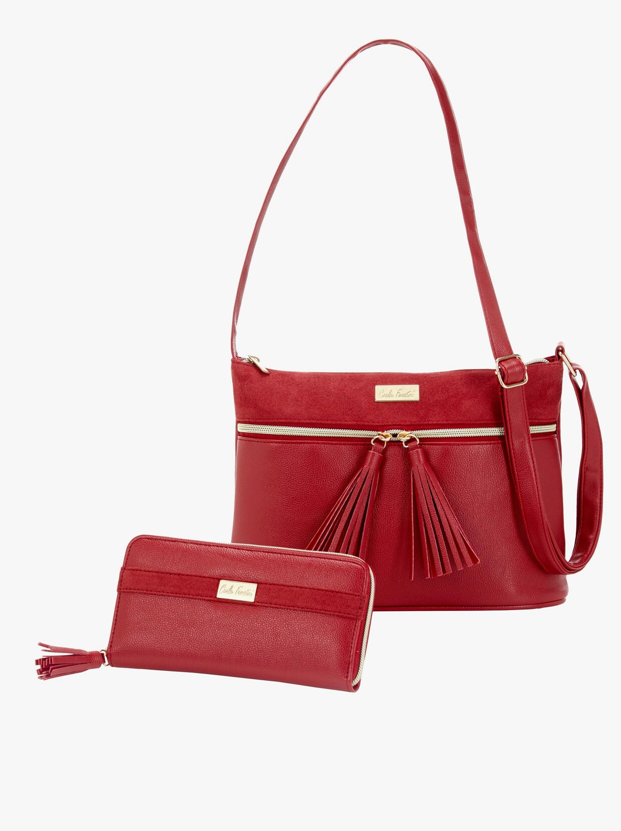 Handväska med plånbok - röd