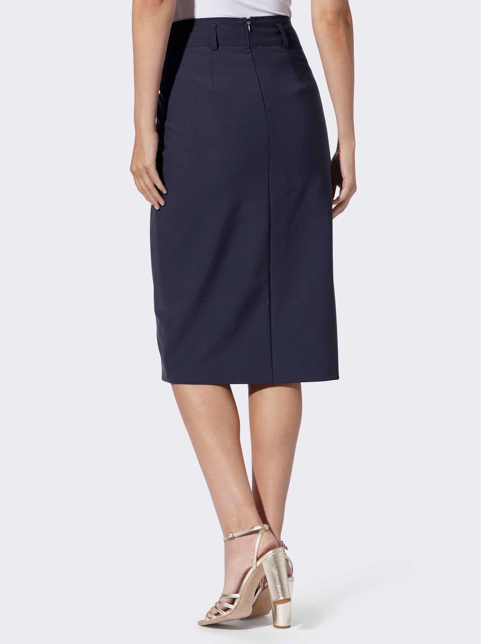 heine Bleistiftrock mit imitierter Knopfleiste - marine