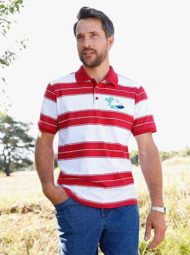 Catamaran Poloshirt met korte mouwen - rood/wit gestreept