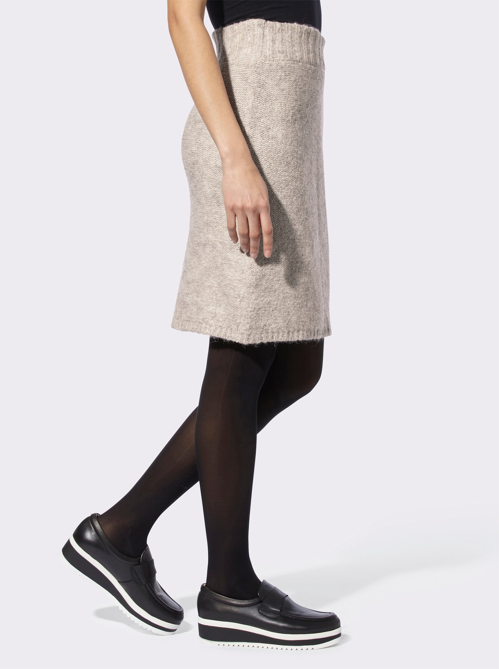 heine Jupe en tricot en fils chinés moelleux - sésame-couleur ivoire chiné