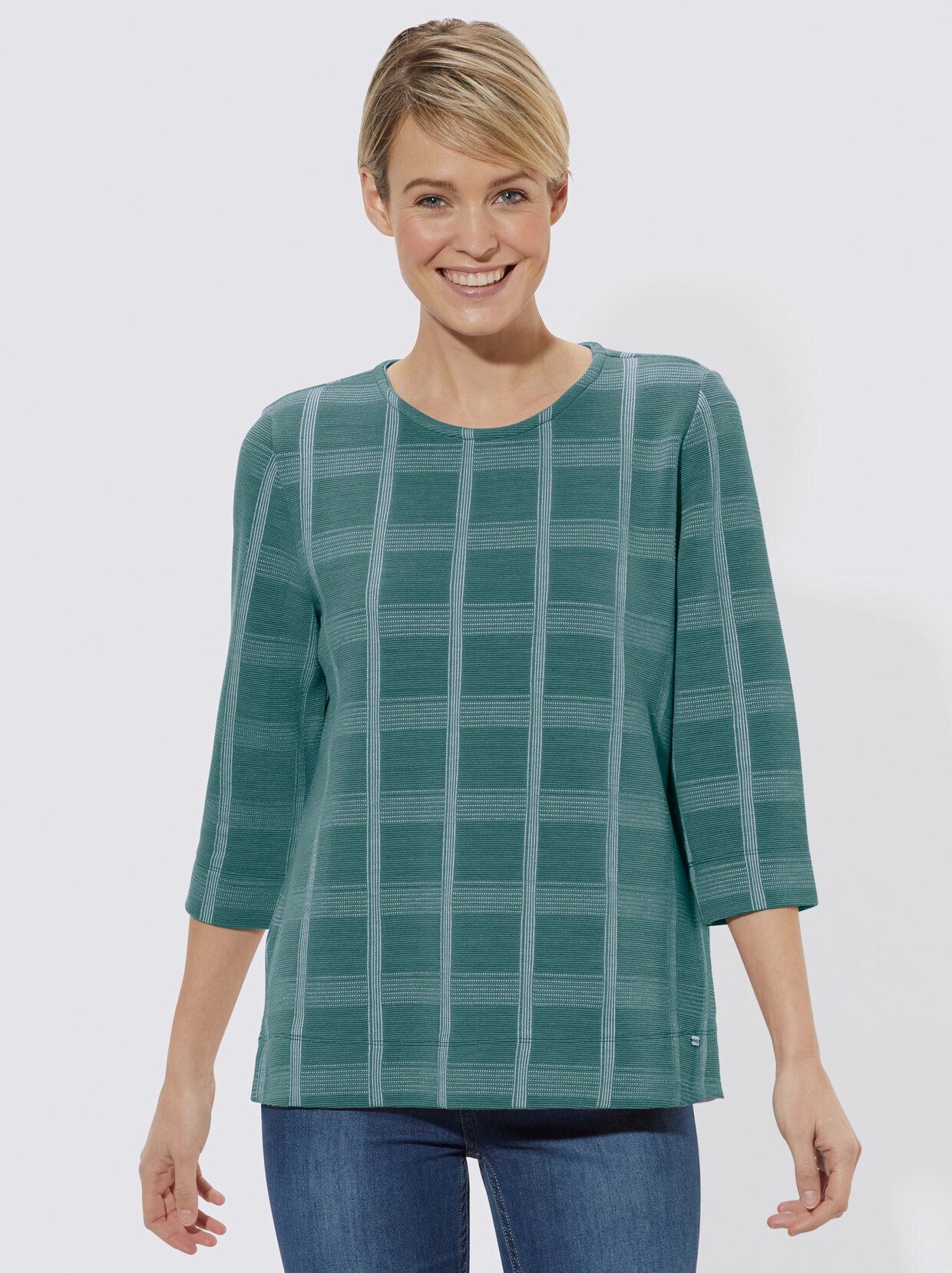 3/4-Arm-Shirt - mint-kariert