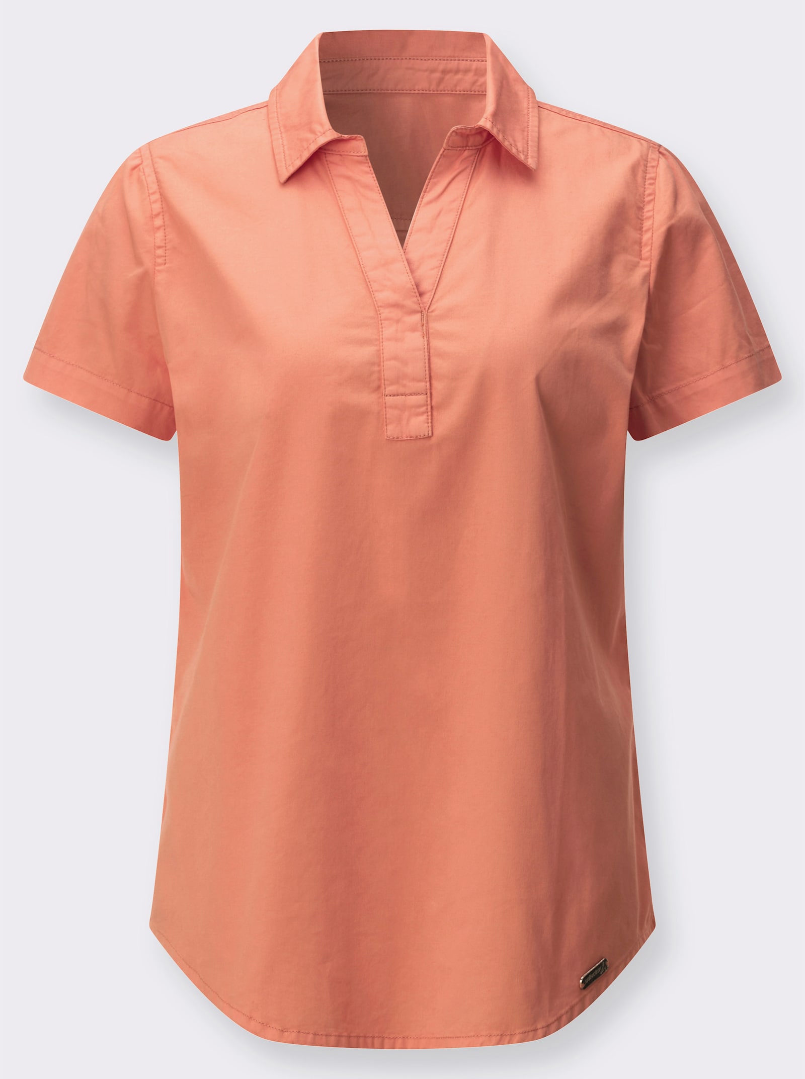 Jeanstunika mit abgerundetem Saum - papaya