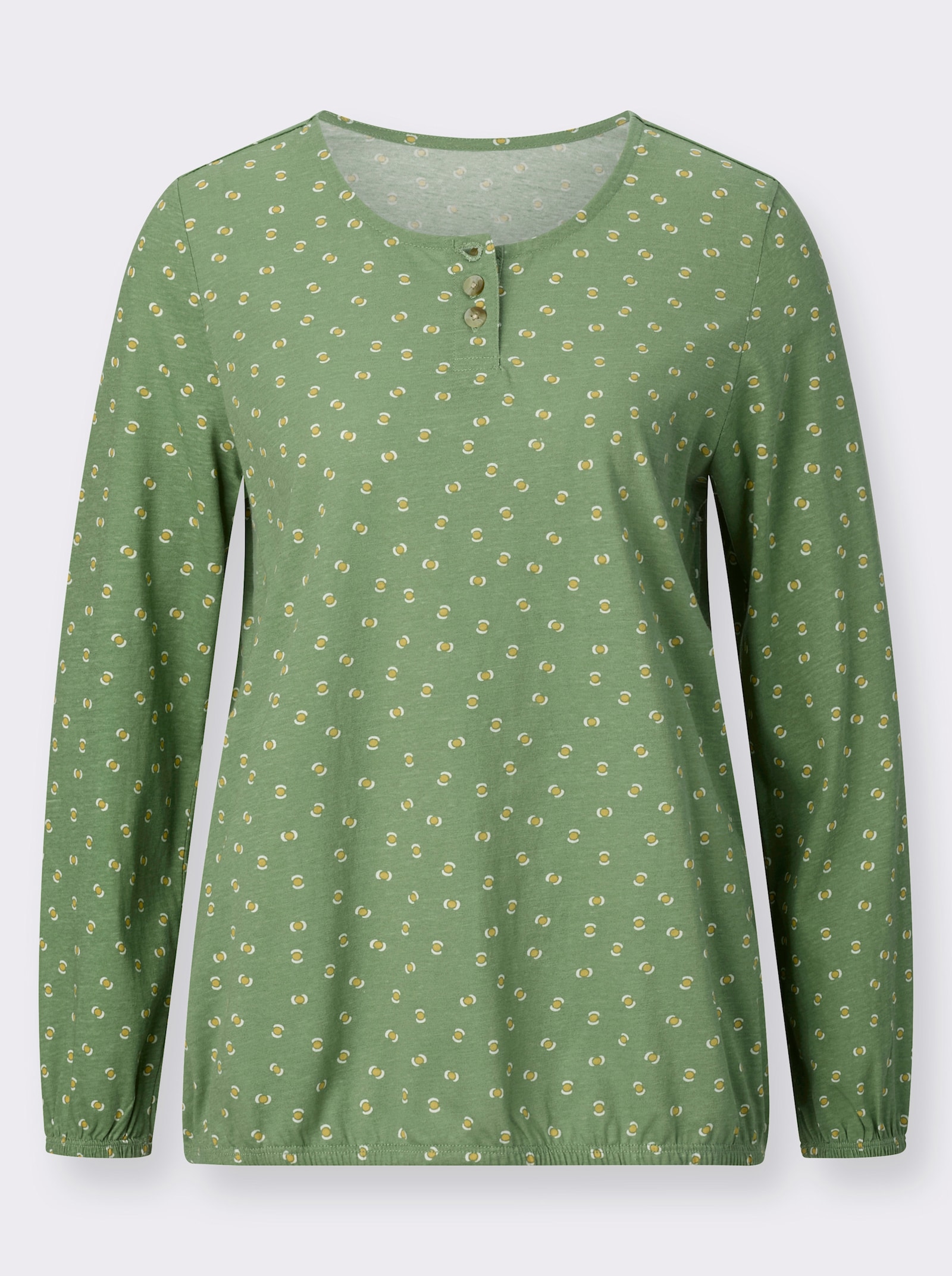 Langarmshirt mit elastischen Abschlüssen - eucalyptus-ocker-bedruckt