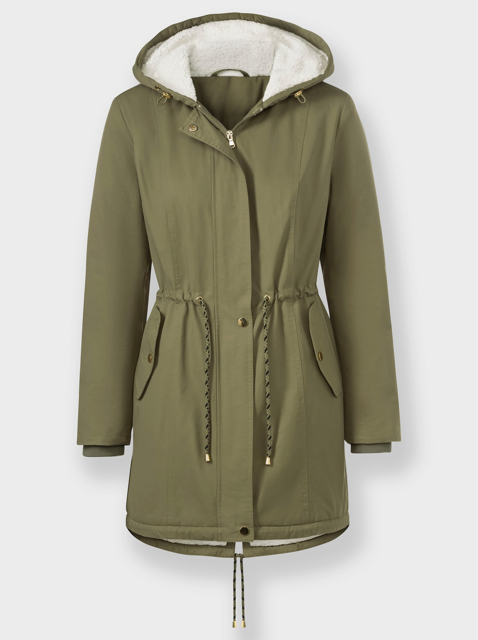 Parka mit gefütterter Kapuze - oliv