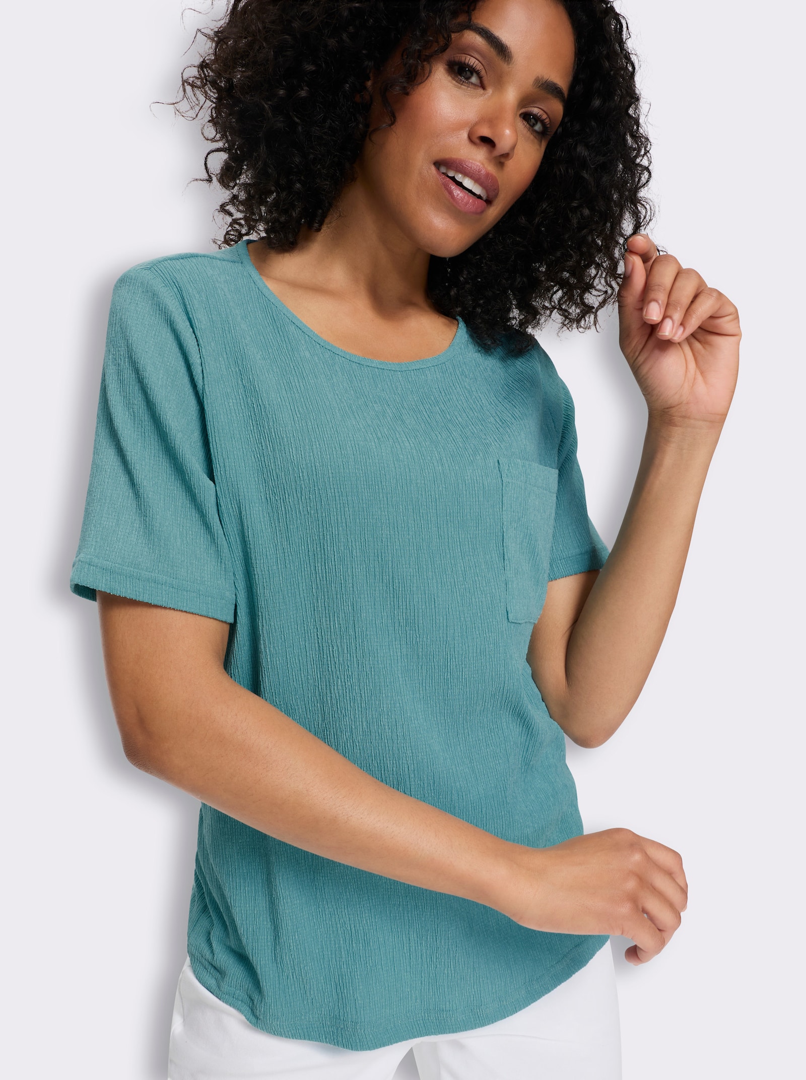 Kurzarmshirt mit Brusttasche - ozean