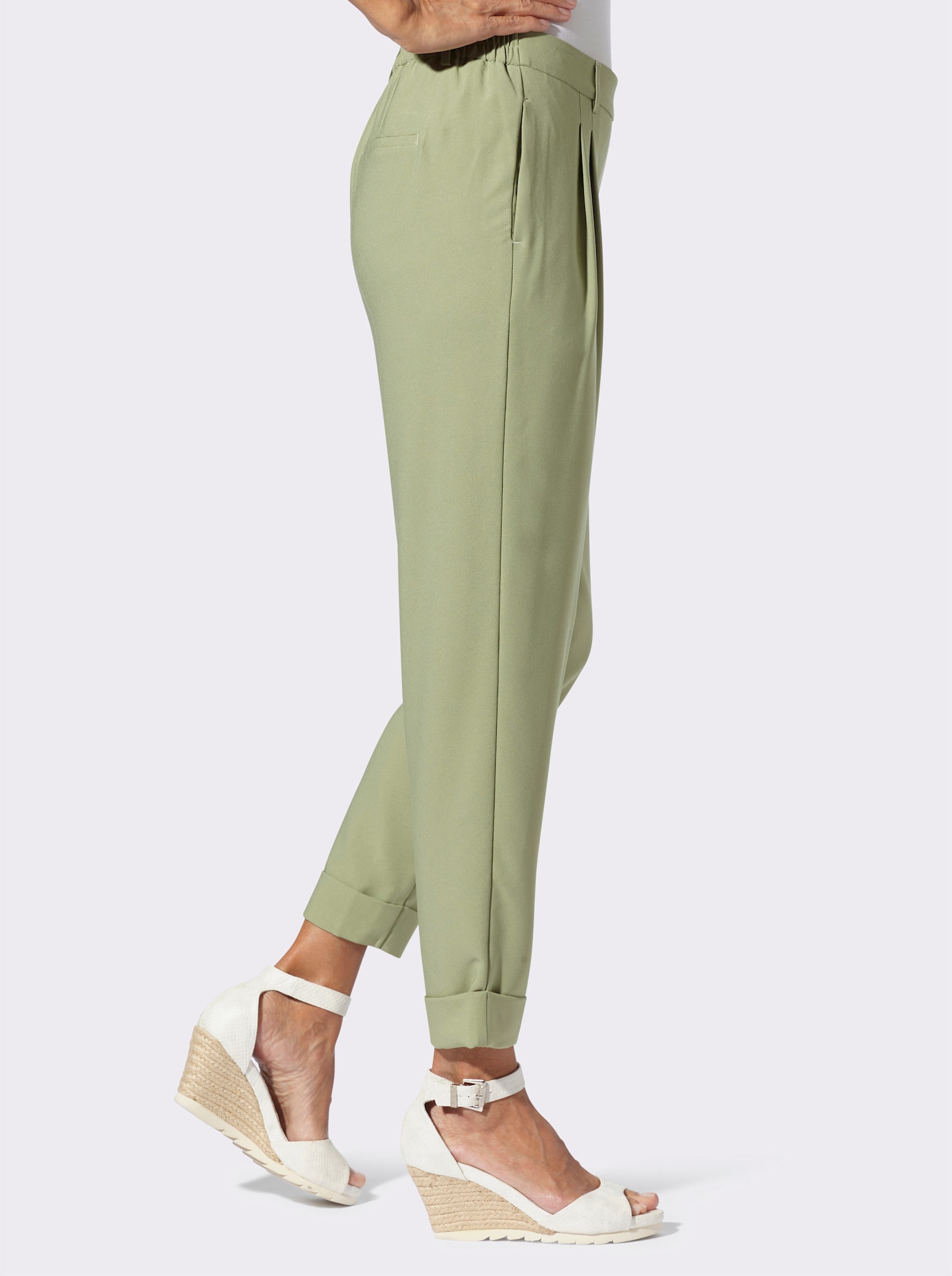 Bundfaltenhose mit fixiertem Saum - schilf