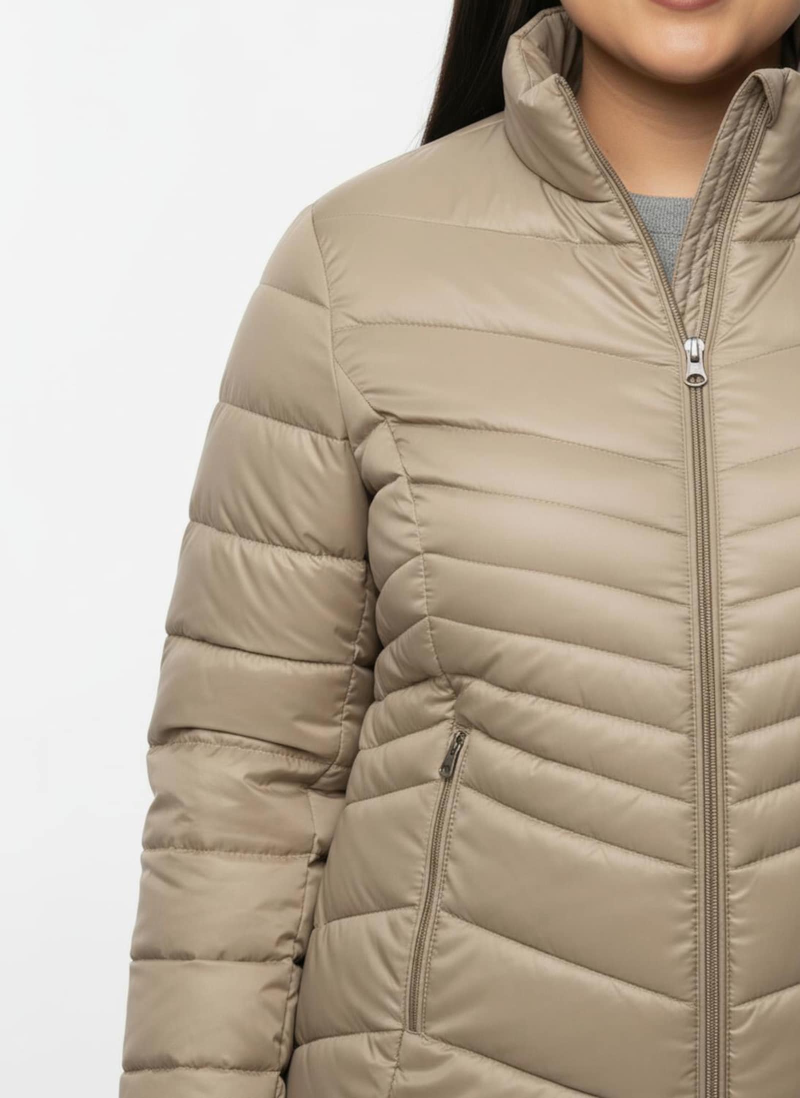 Steppjacke mit abzippbaren Ärmeln - beige