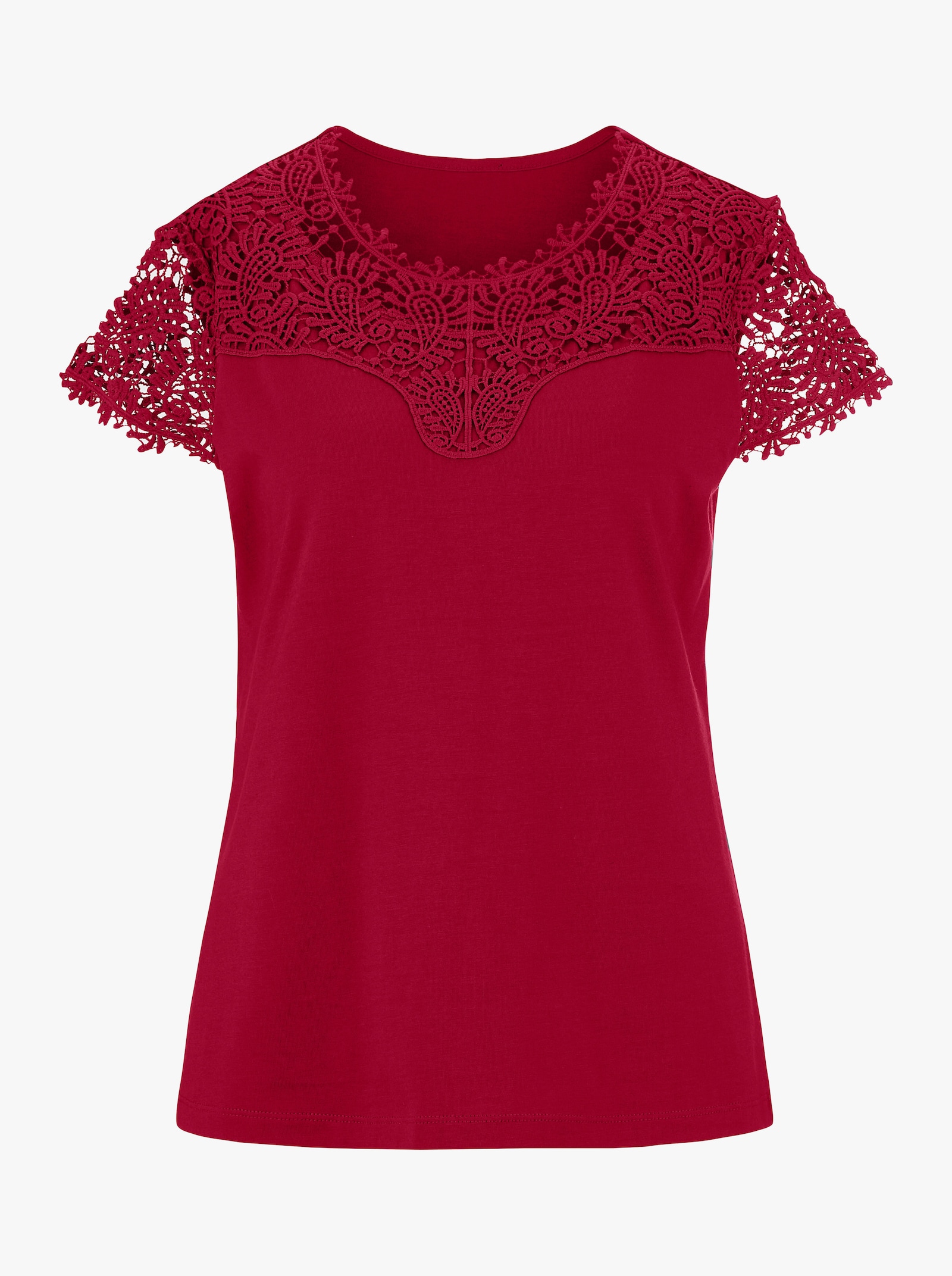 Spitzenshirt mit blickdichten Elementen - rot