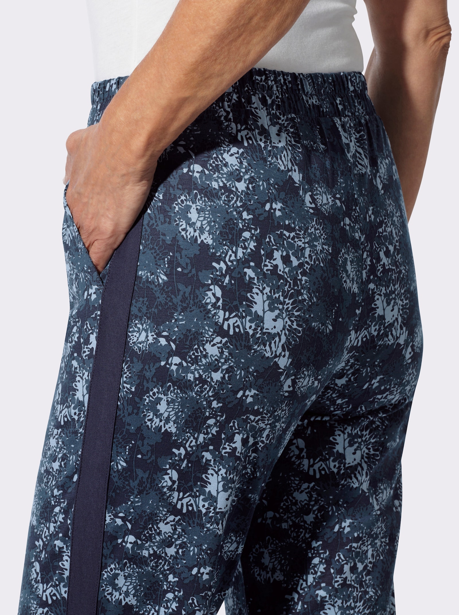 Freizeithose mit Galonstreifen - bleu-marine-bedruckt