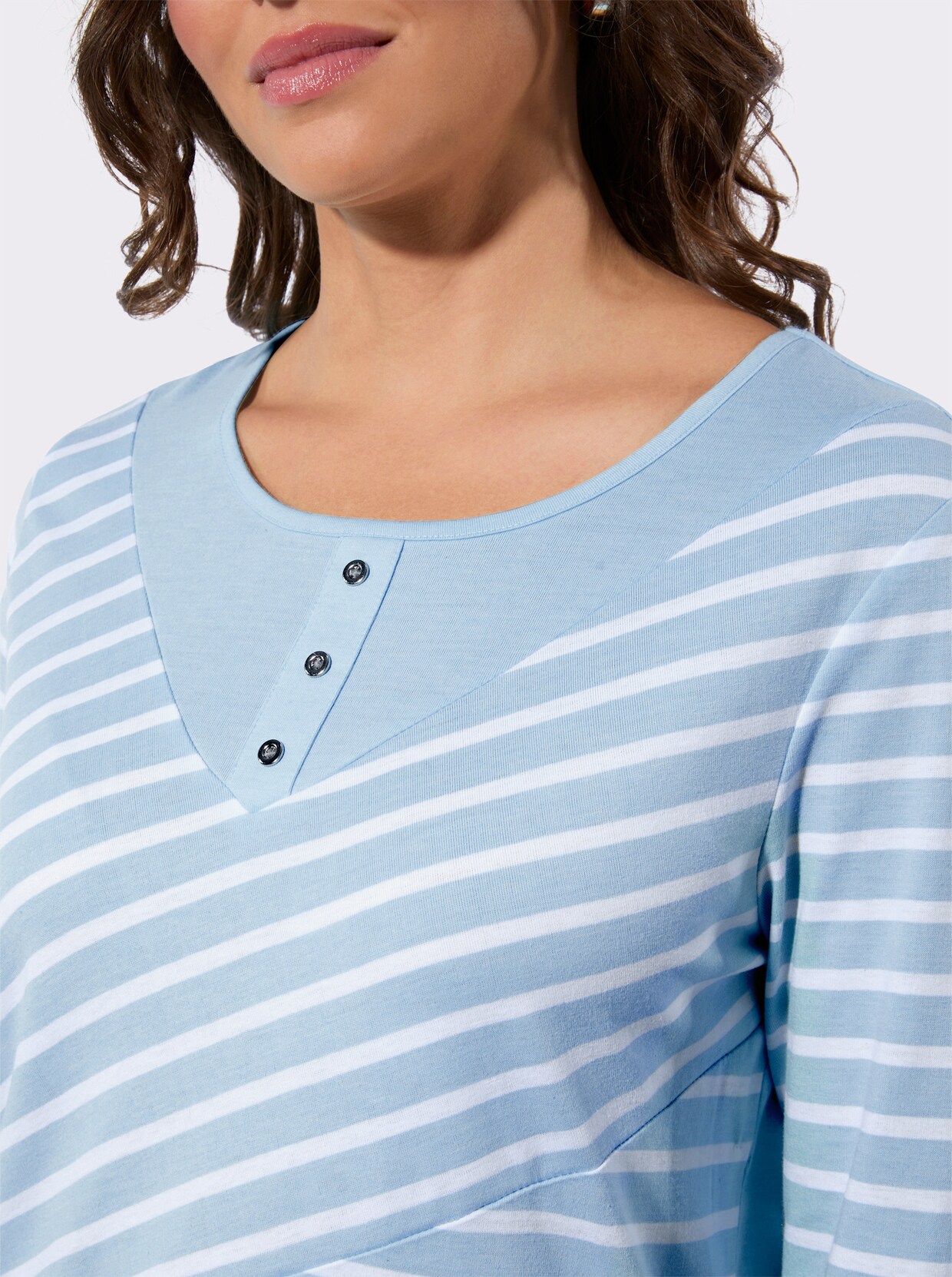 Ringelshirt - hellblau-ecru-gemustert