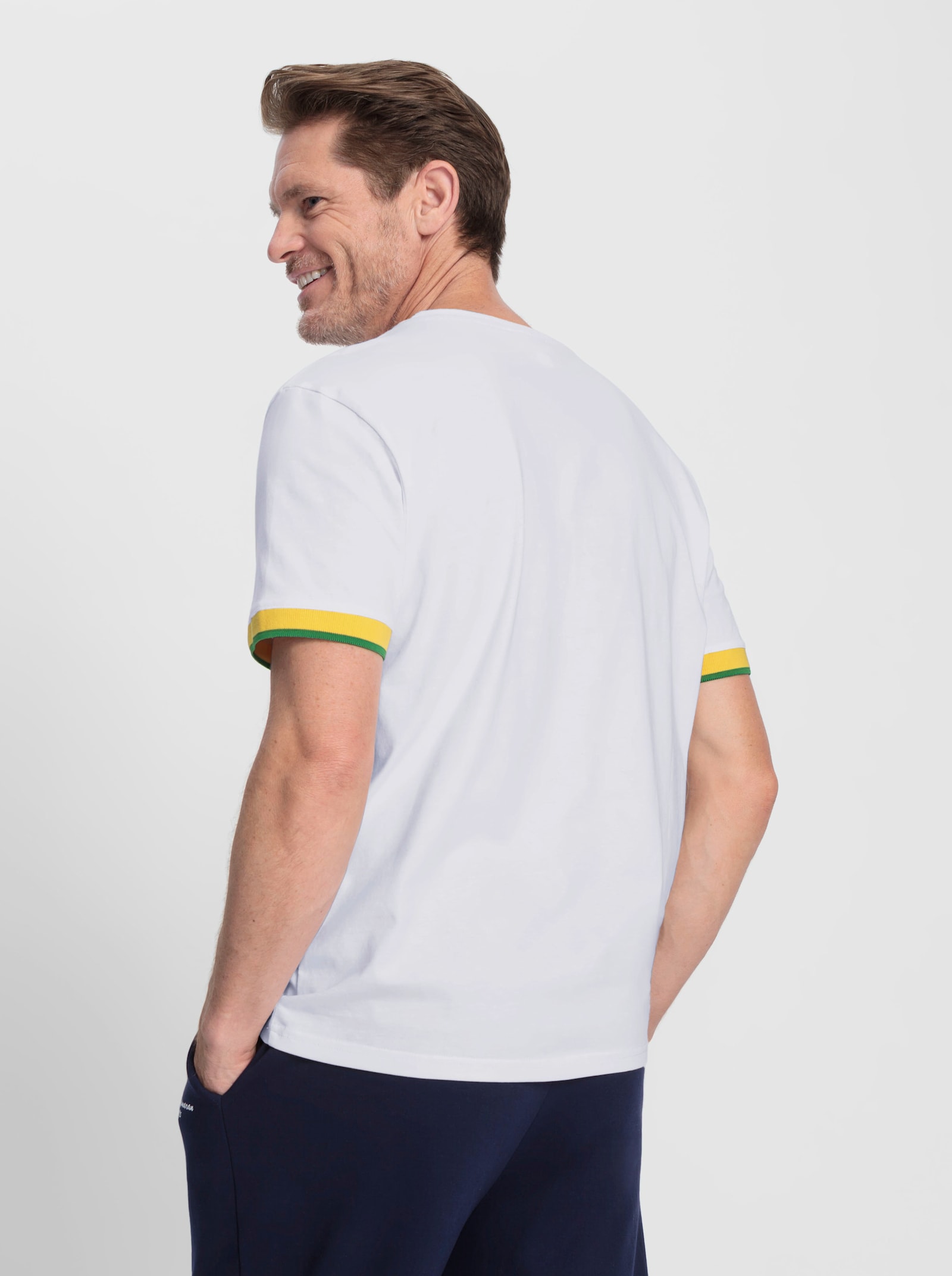 Catamaran Sports Freizeitshirt mit Brusttasche - weiß-sonnengelb