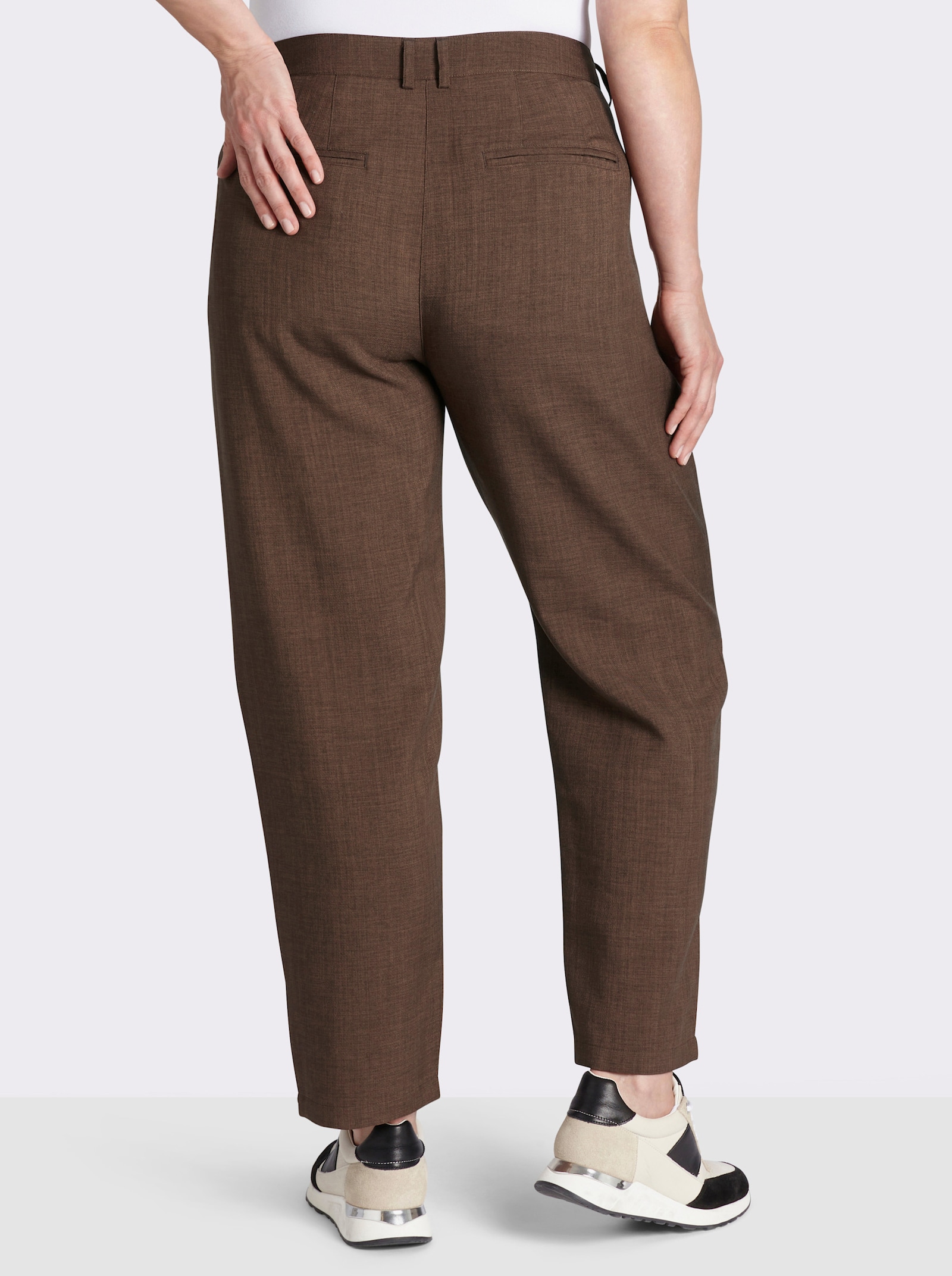 sheego Pantalon chino légèrement structuré - chocolat chiné
