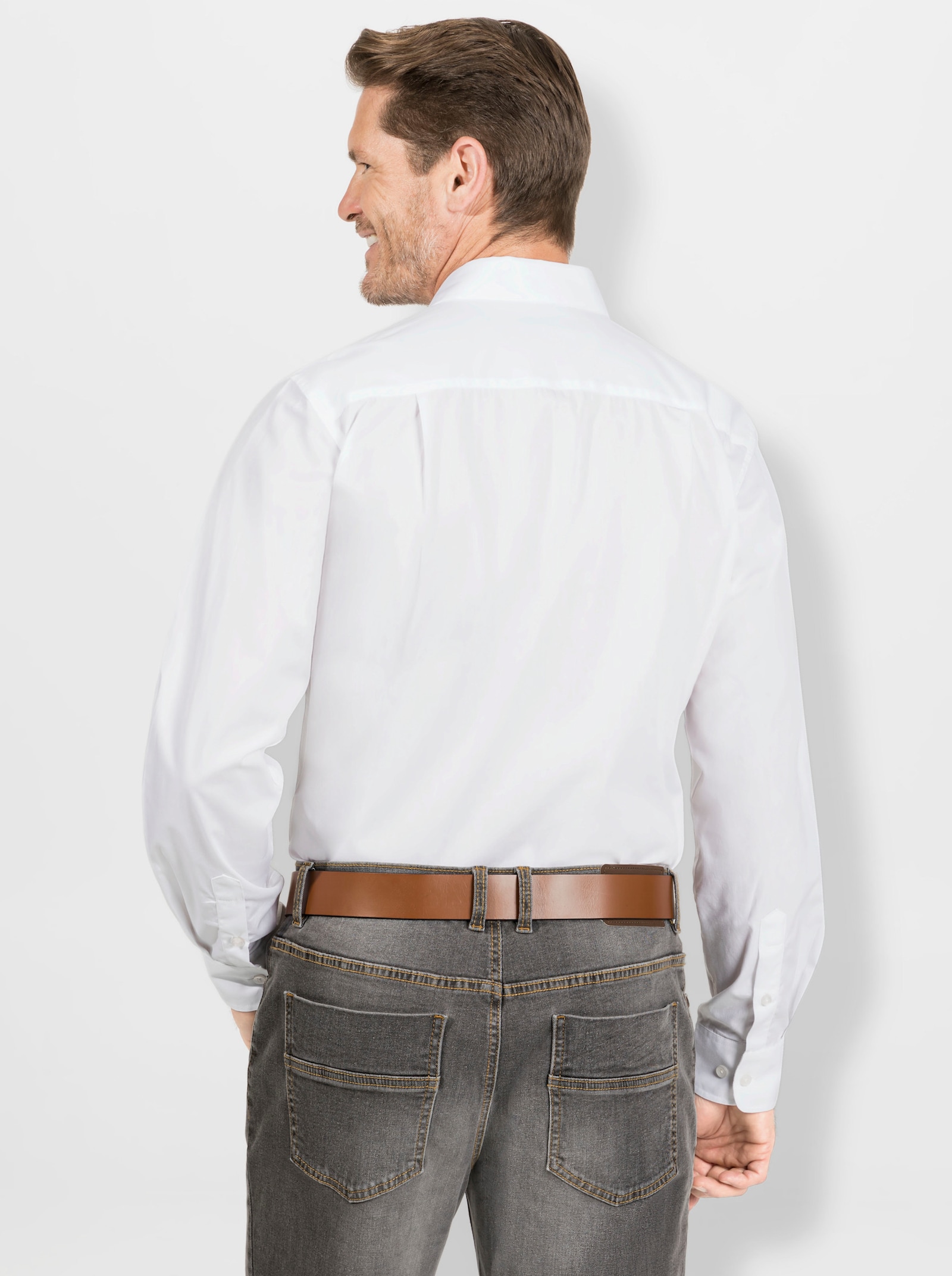 Marco Donati Langarmhemd in bügelfreier Qualität - weiß