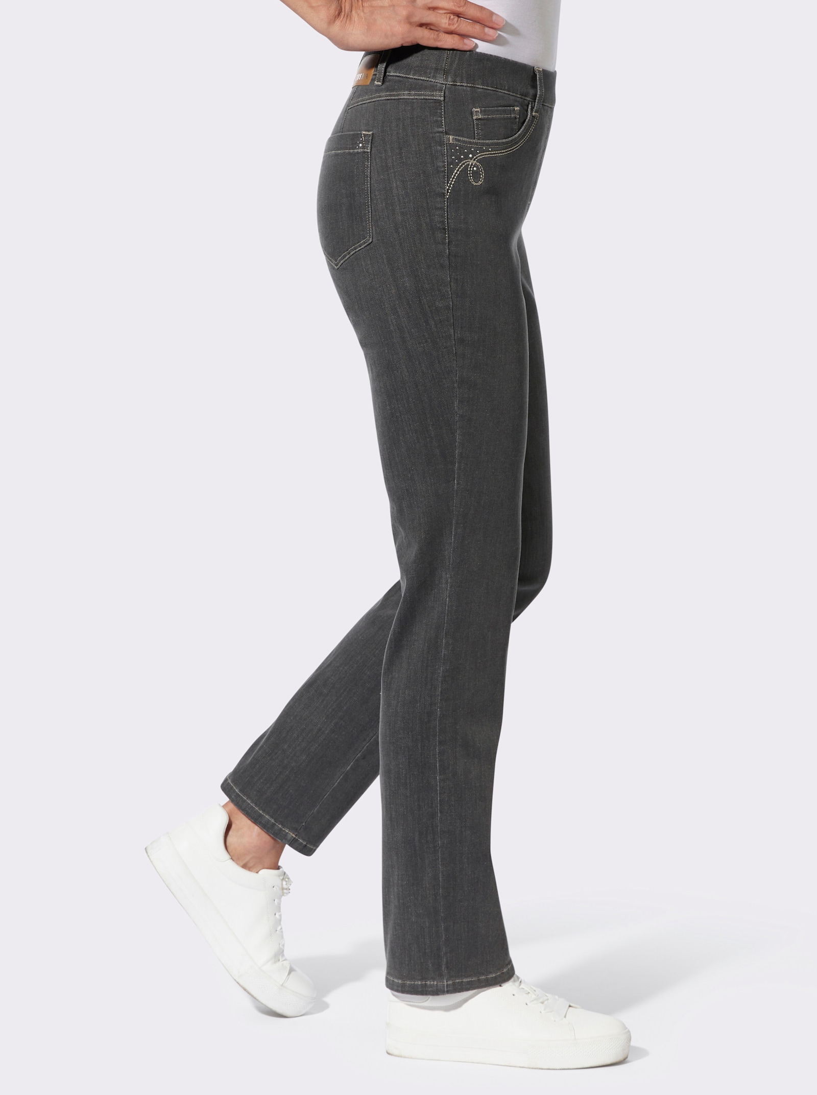 Jeans mit Rundum-Dehnbund - grey-denim