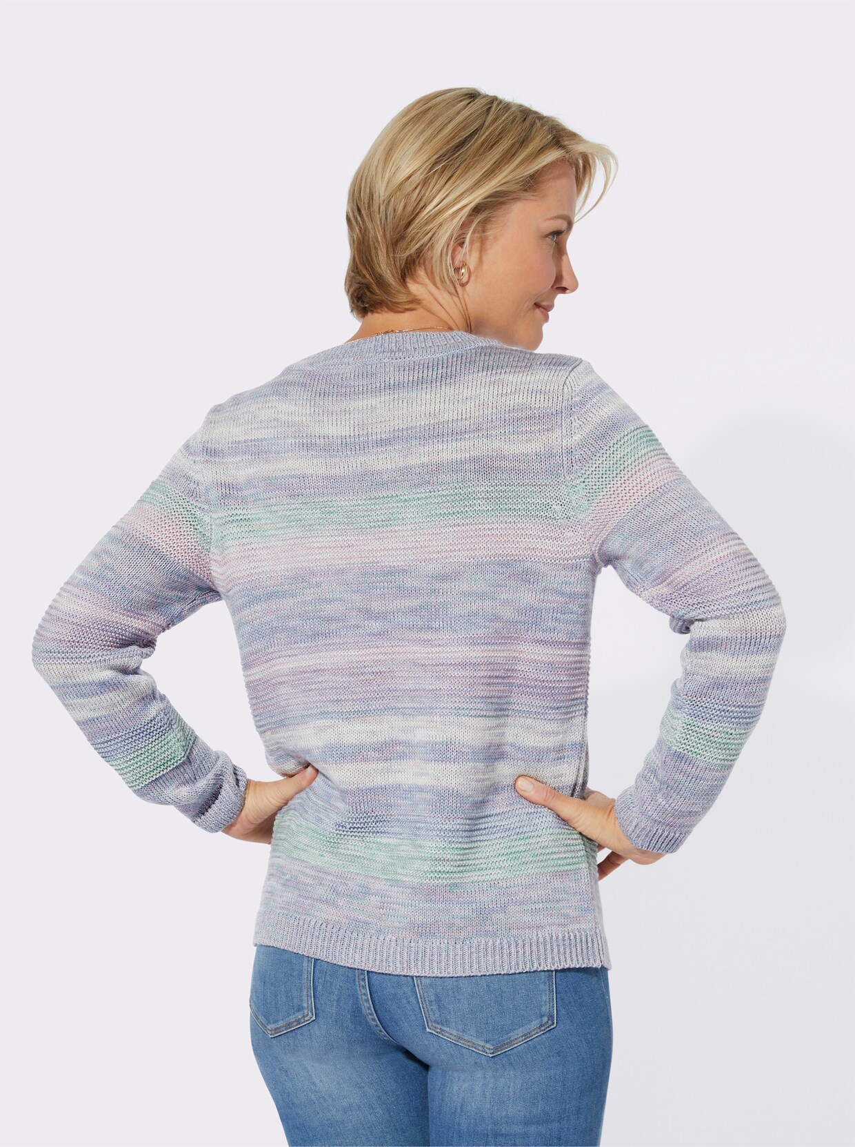 Pullover met ronde hals - roze/blauw gemêleerd