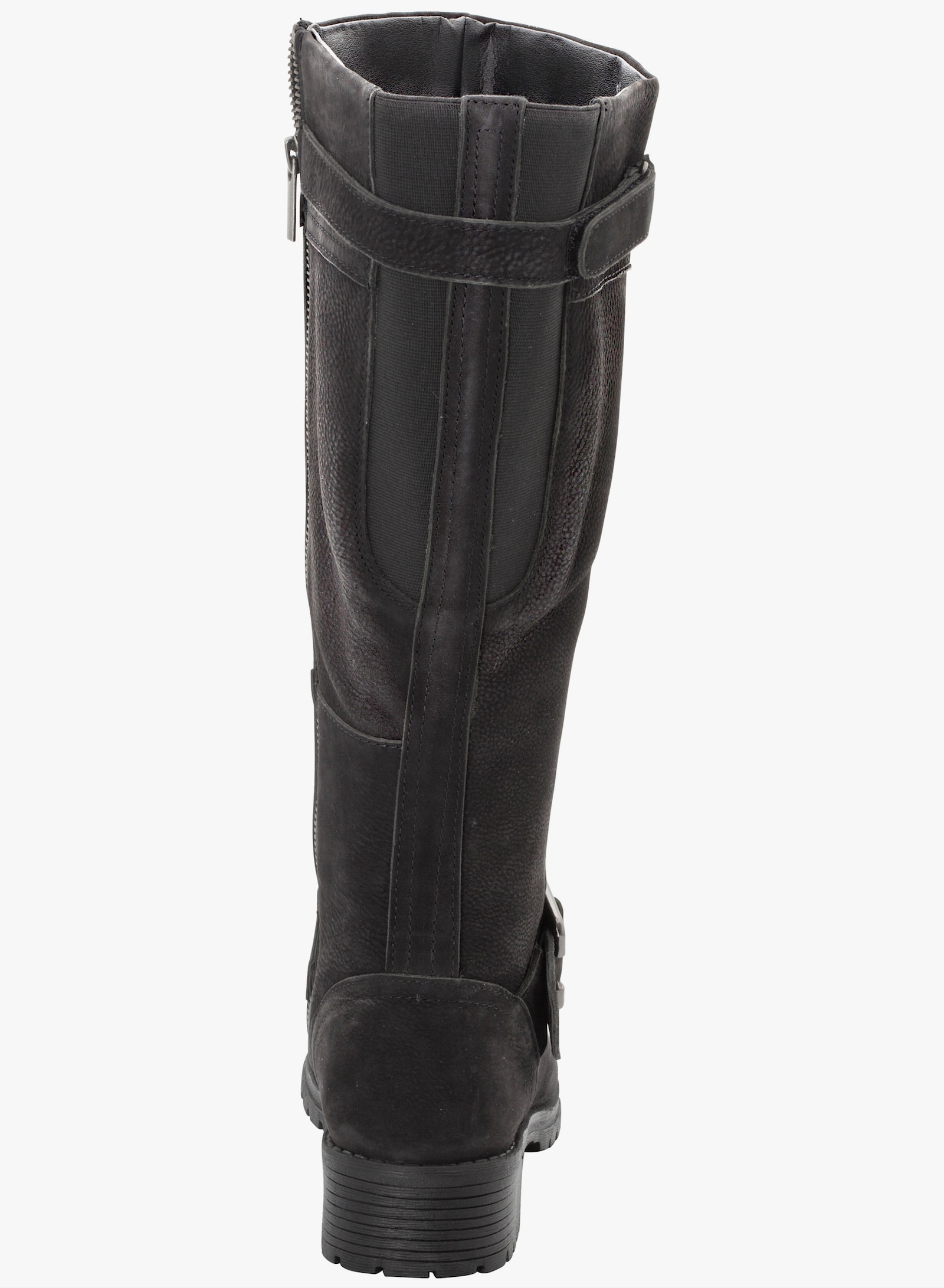 sheego Weitschaftstiefel aus Leder mit Zierband - schwarz