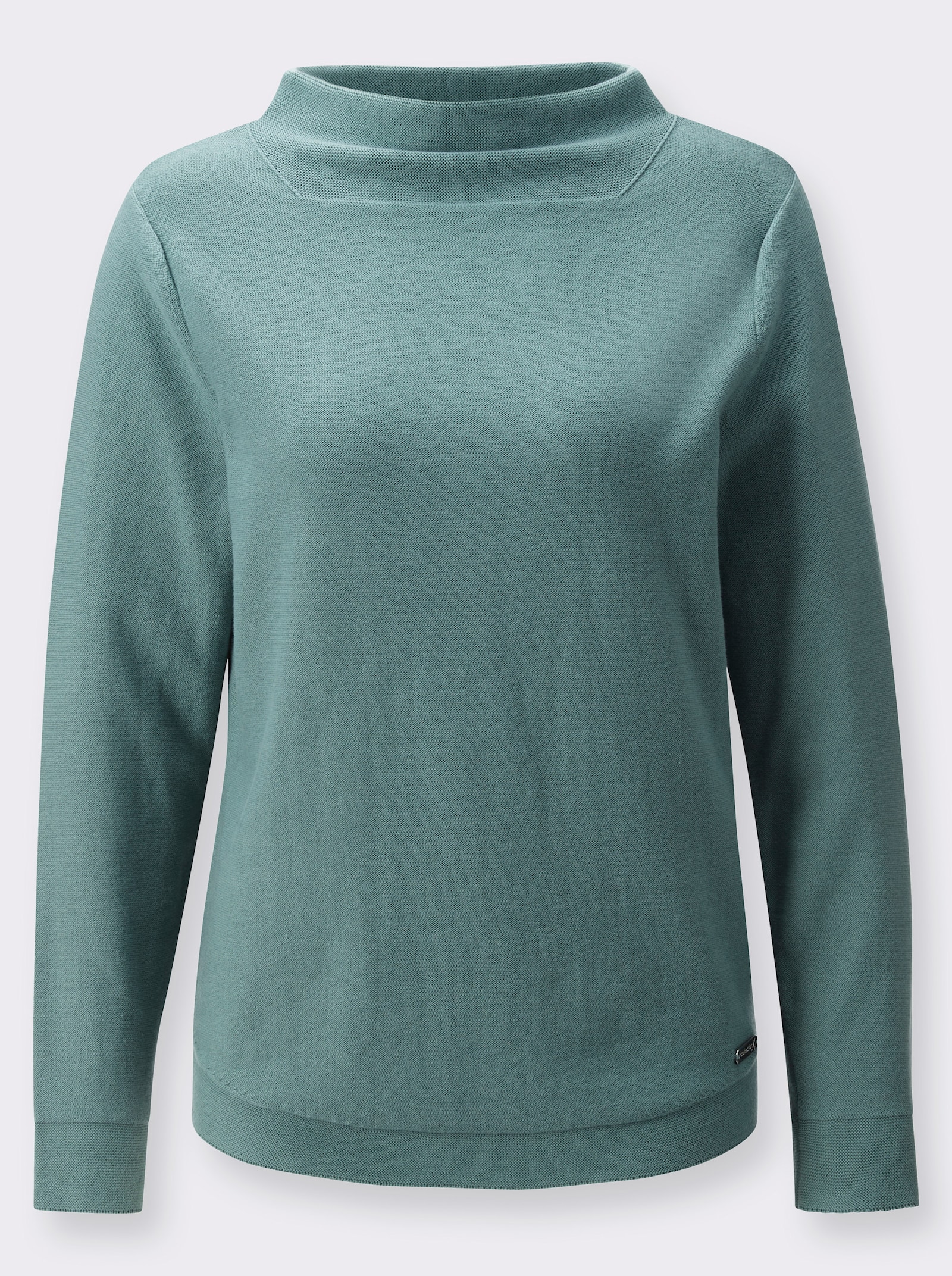 Langarm-Pullover aus reiner Baumwolle - jade