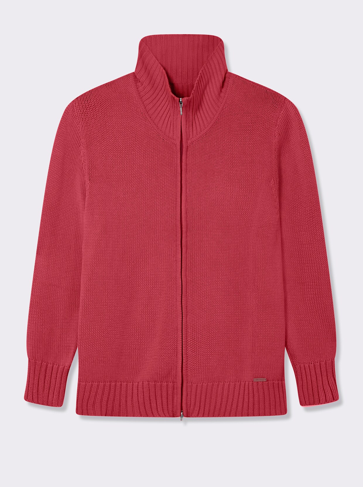 Strickjacke mit 2-Wege-Reißverschluss - korallenrot