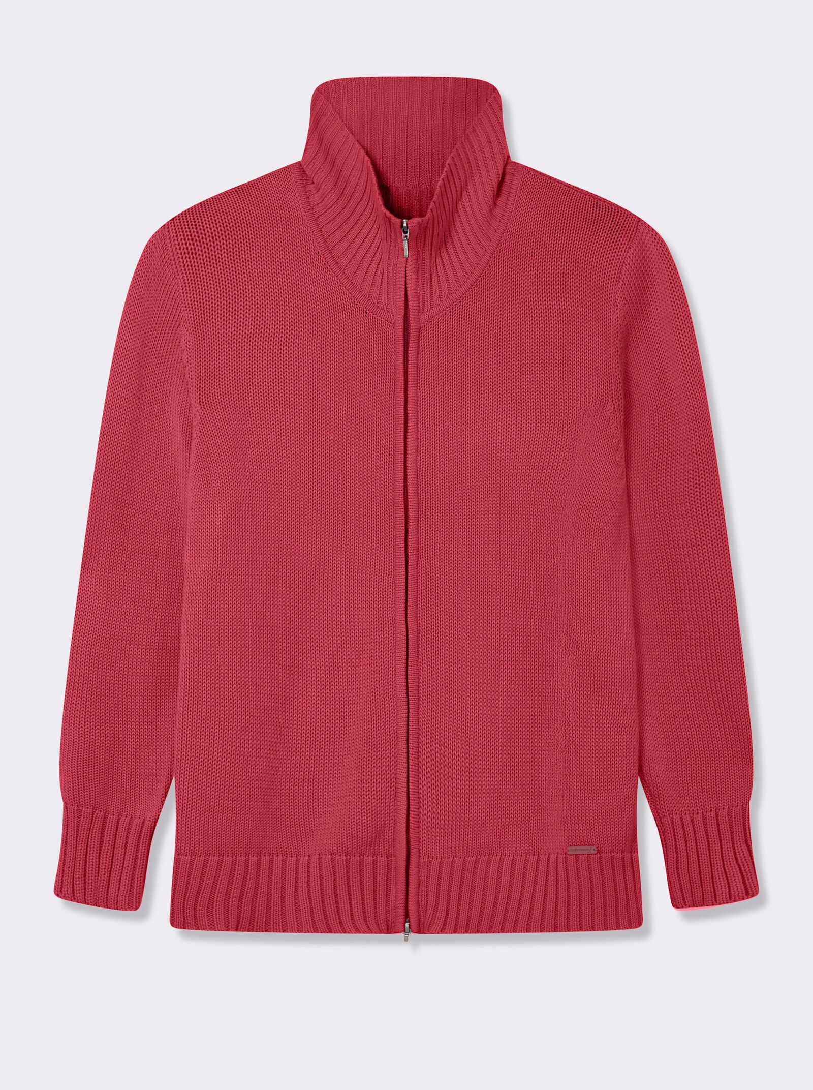 Strickjacke mit 2-Wege-Reißverschluss - korallenrot