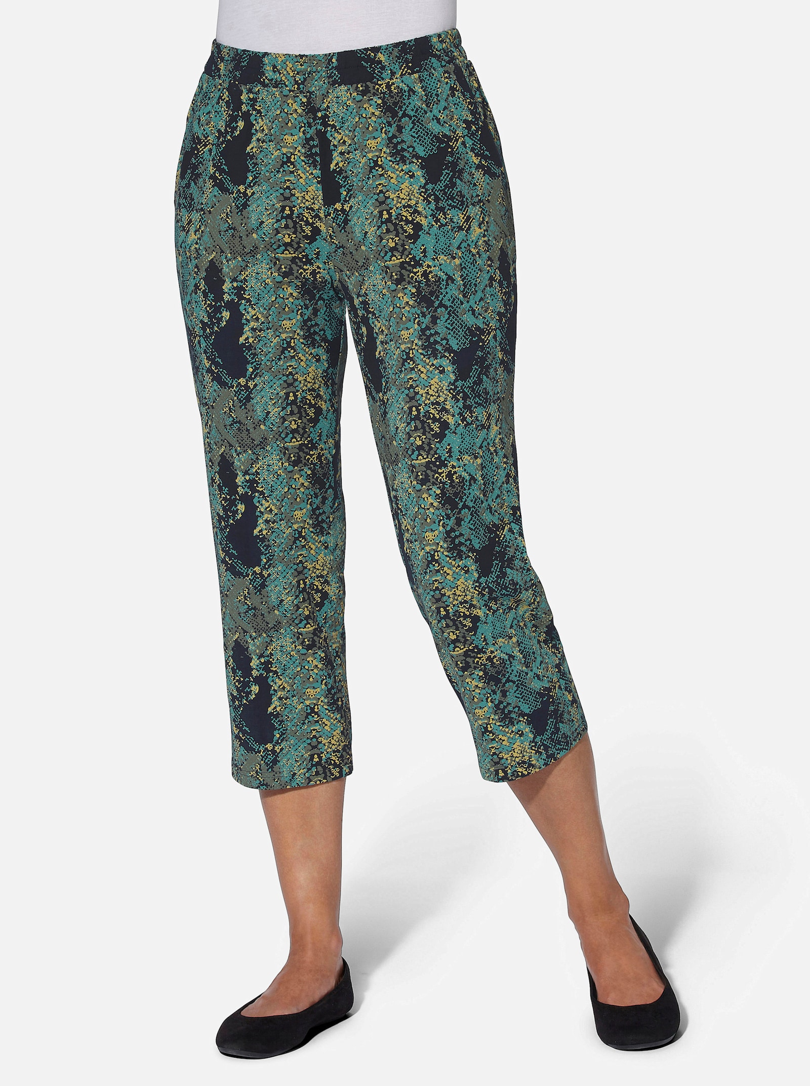 7/8-Hose in Schlangen-Optik - marine-salbei-bedruckt