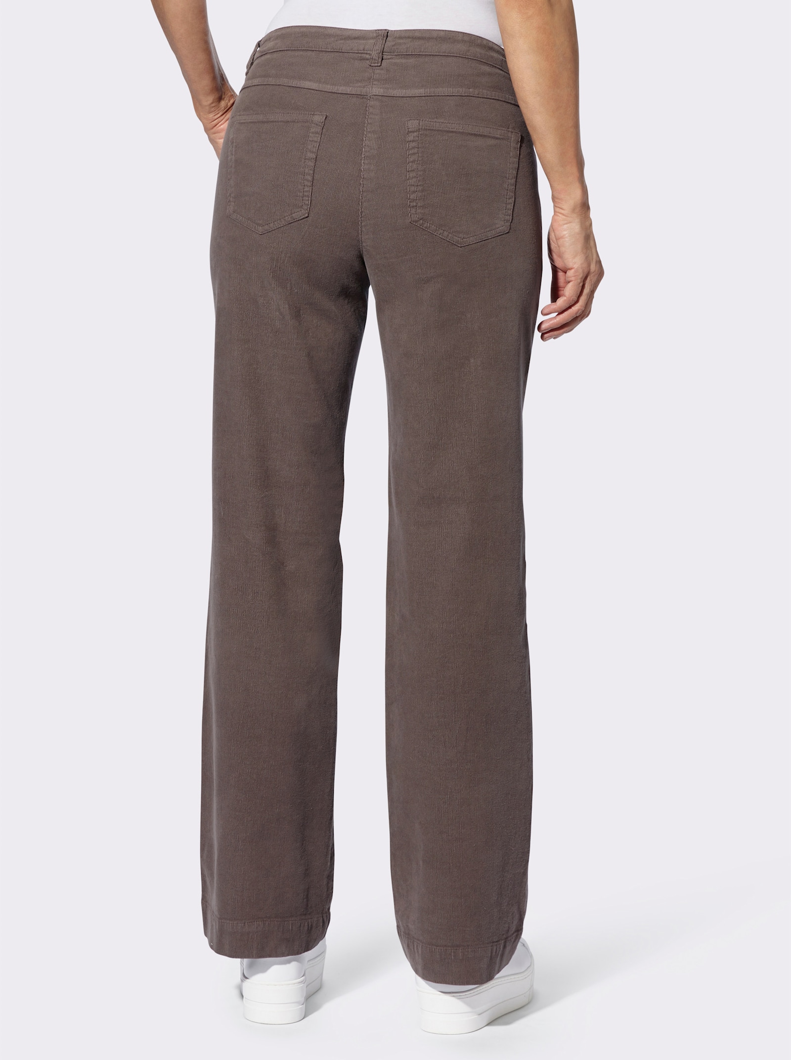 Manchesterbyxa med bred fåll - mörk mullvad