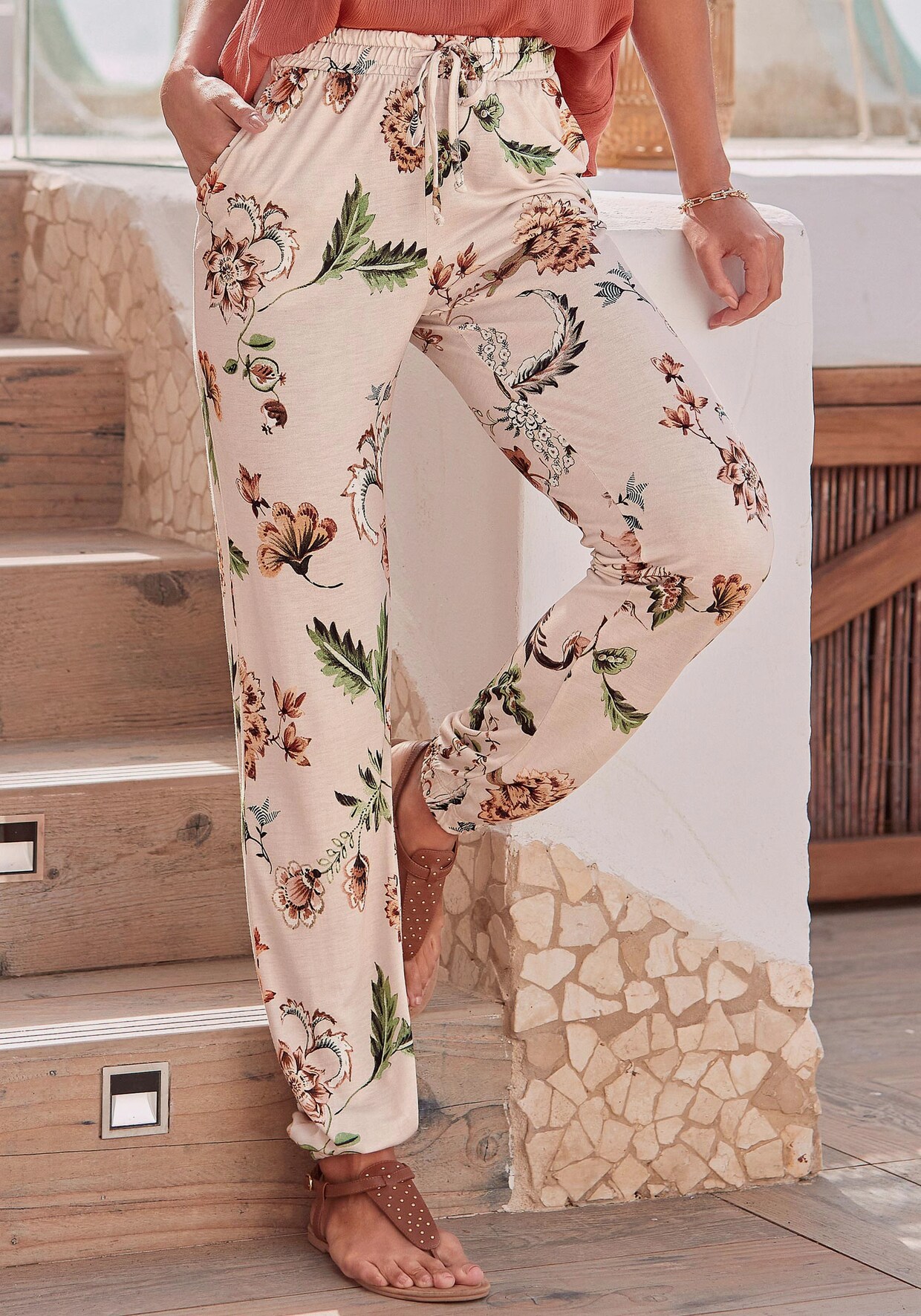 Buffalo Jerseyhose - beige-bedruckt