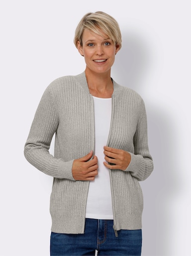 Strickjacke - steingrau-meliert