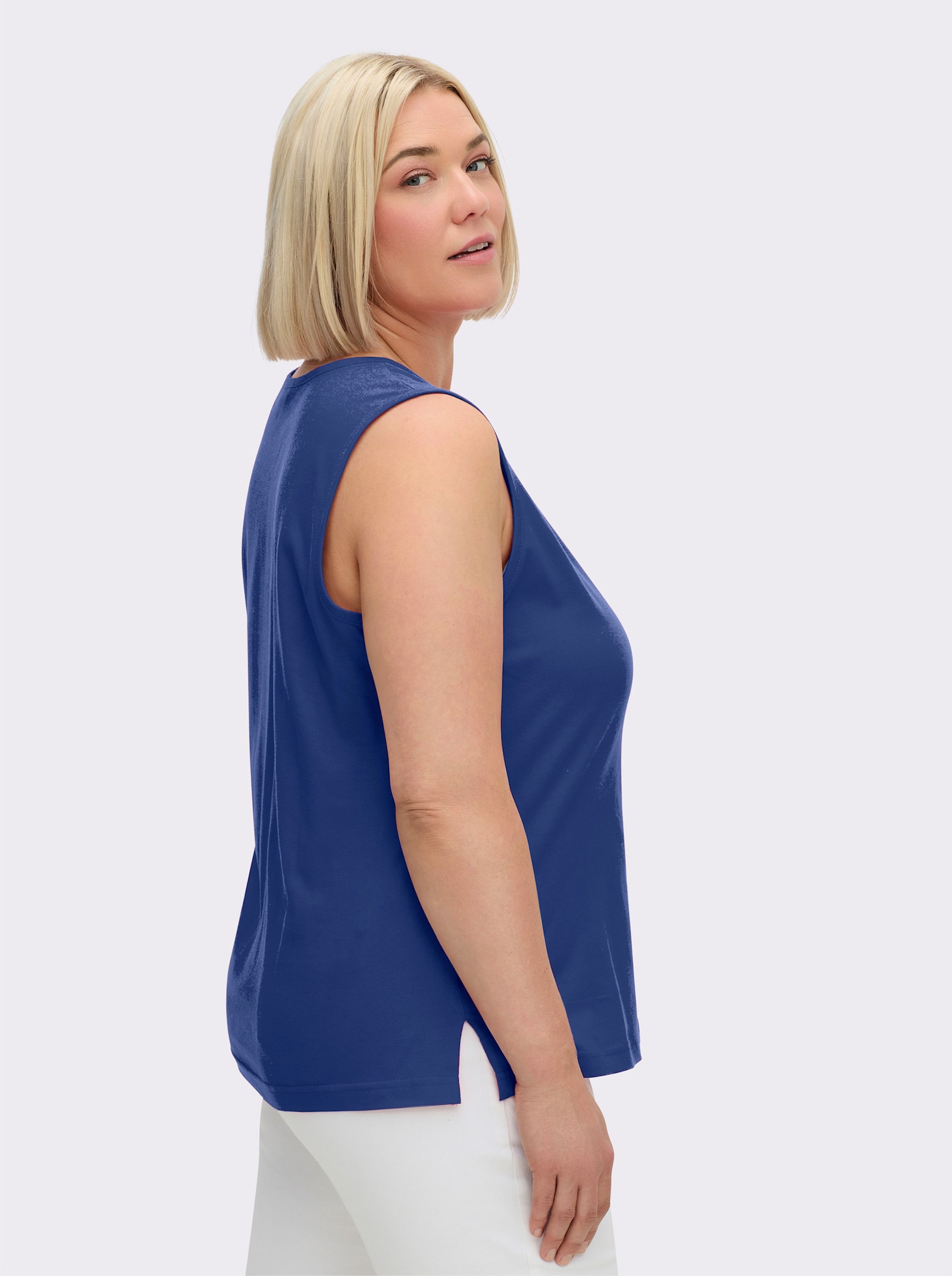 Shirttop mit Seitenschlitzen - royalblau