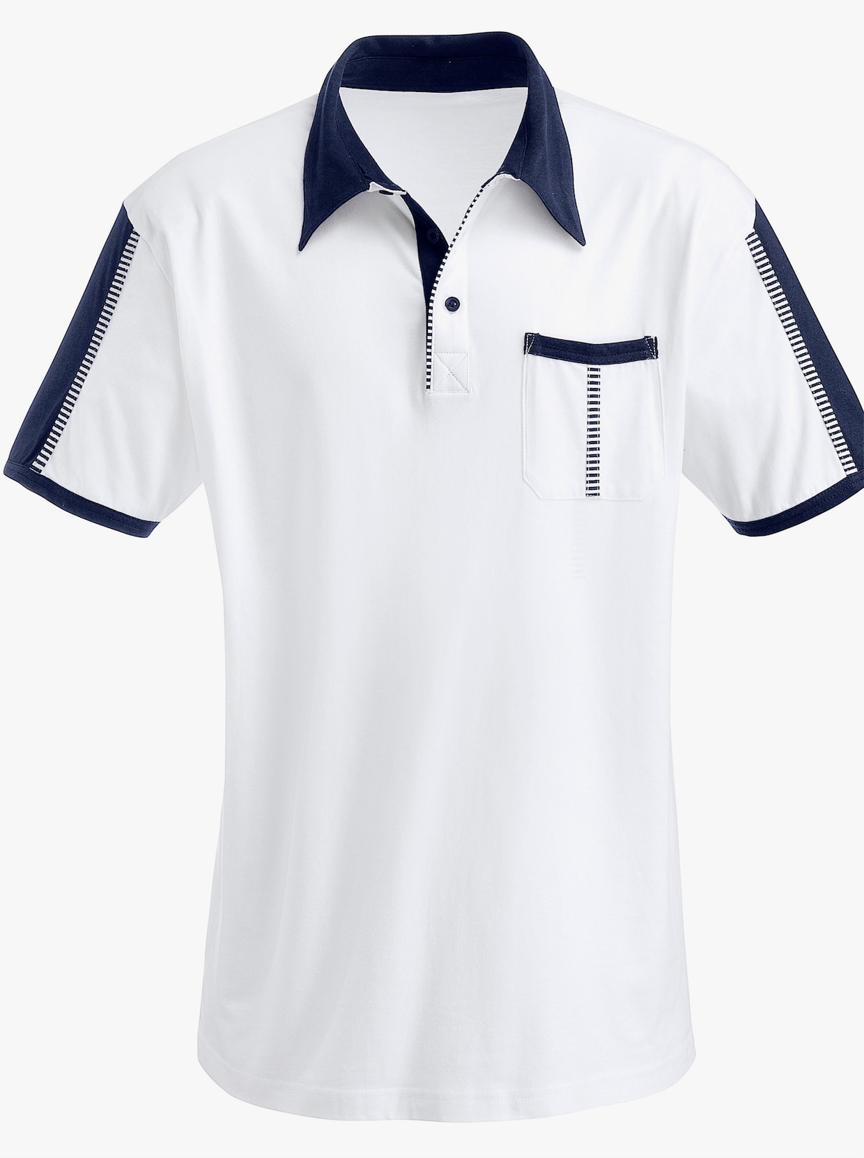 Poloshirt - weiss-marine