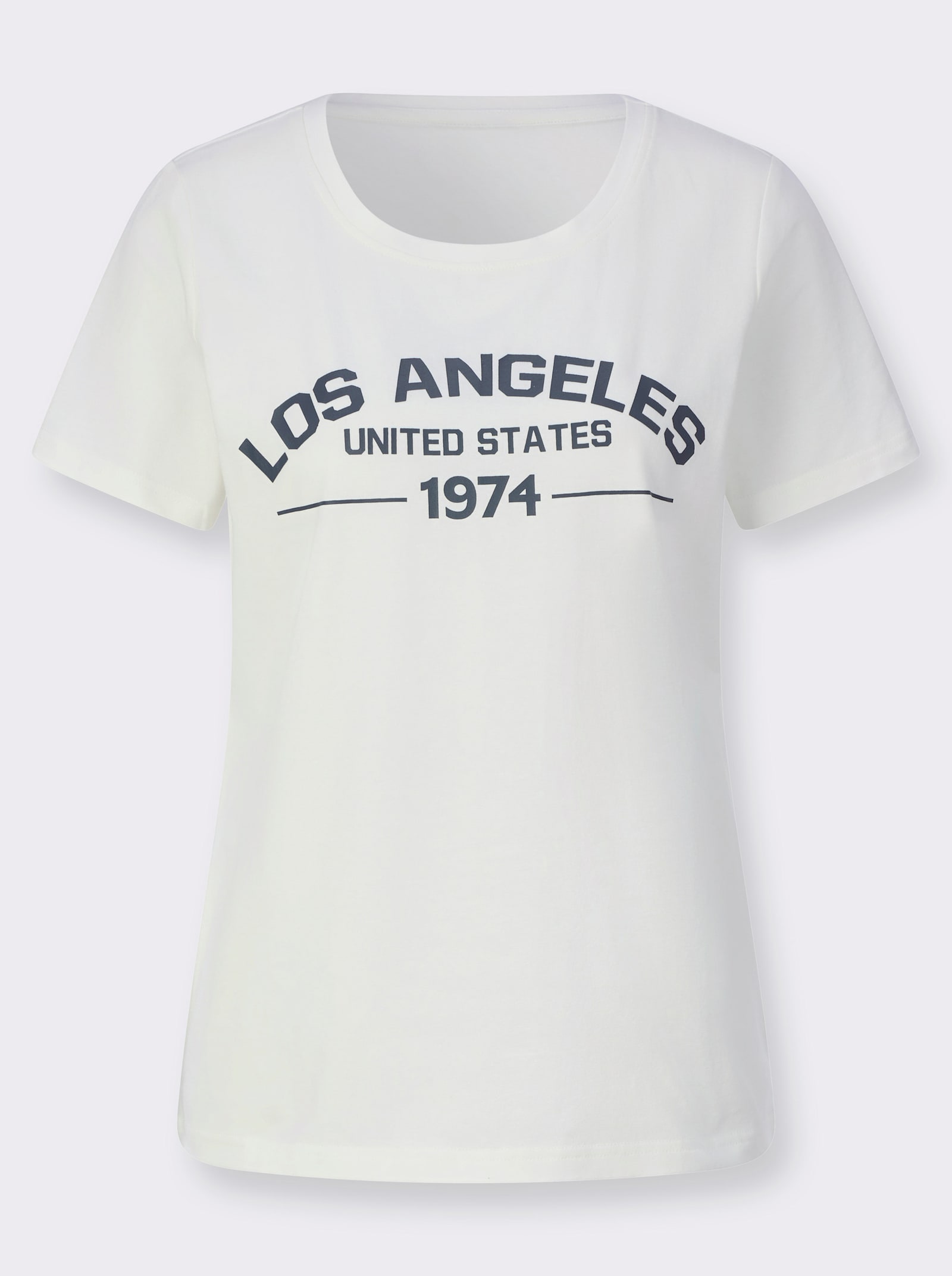 Shirt mit Schriftzug vorne - ecru-dunkelblau