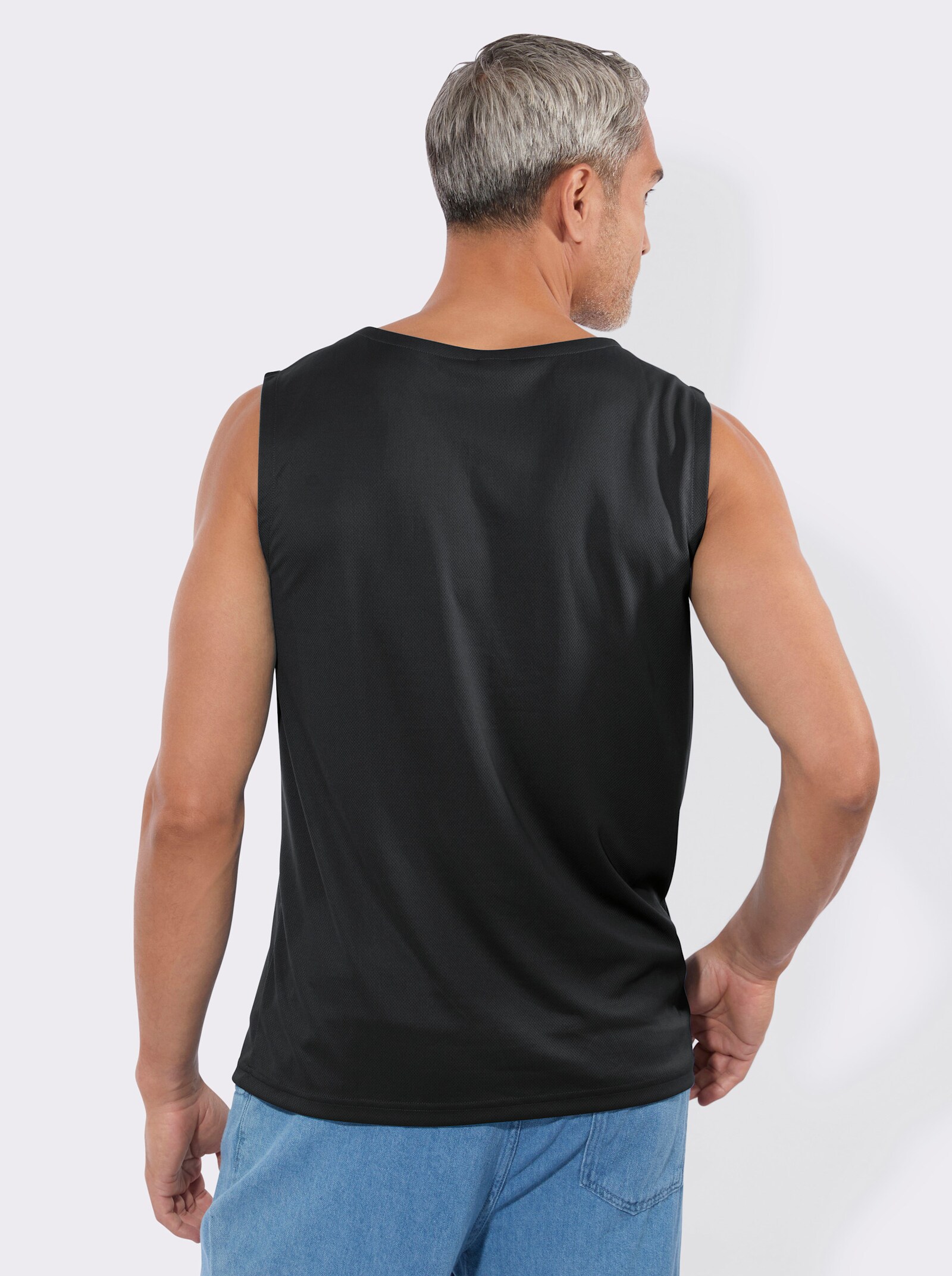 Achselshirt mit platziertem Schriftzug - schwarz