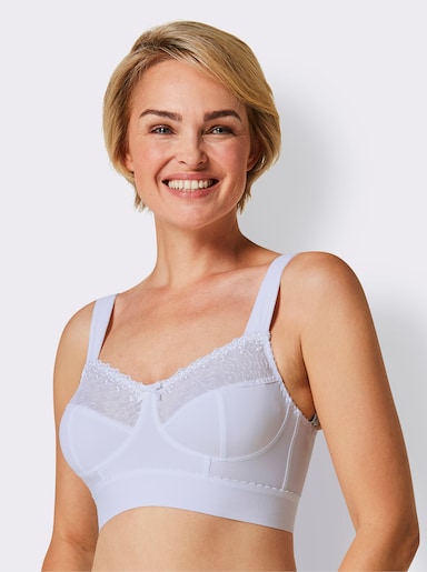 wäschepur BH ohne Bügel mit Tüllspitze - weiß