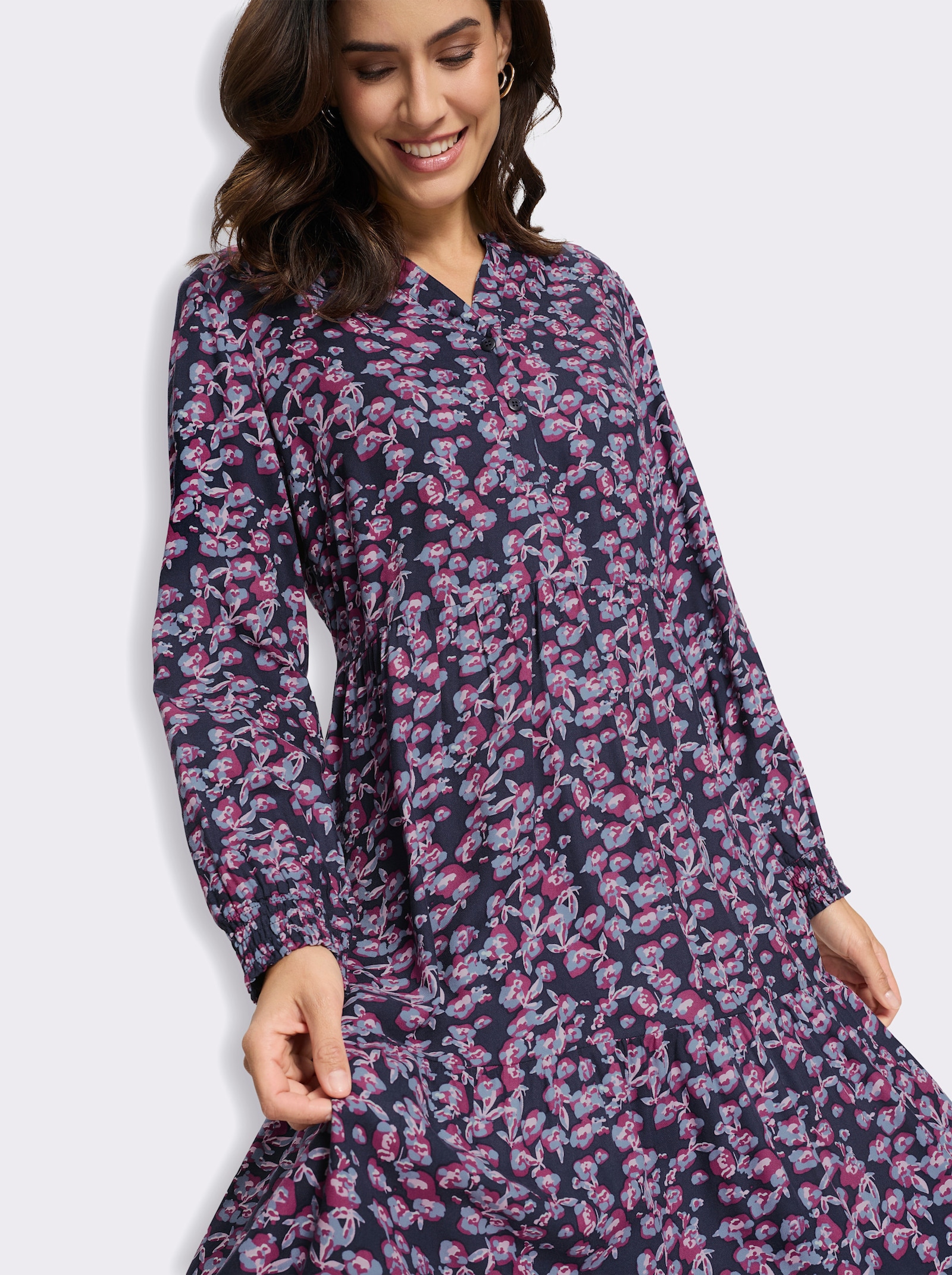  Druckkleid mit Volantrock - marine-erika-bedruckt