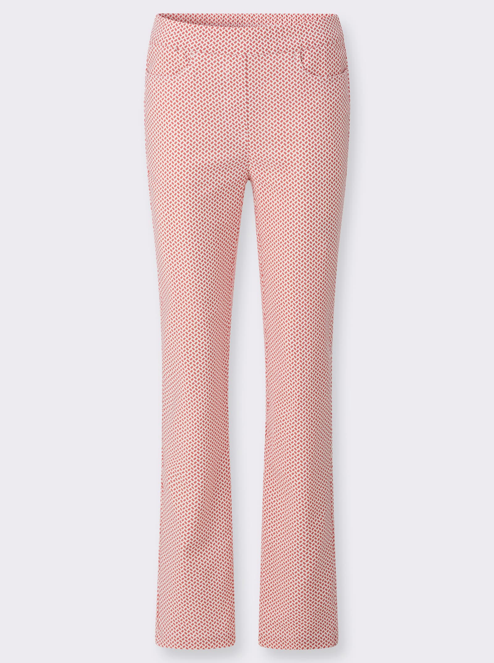 Schlupfhose mit Rundum-Dehnbund - flamingo-ecru-bedruckt