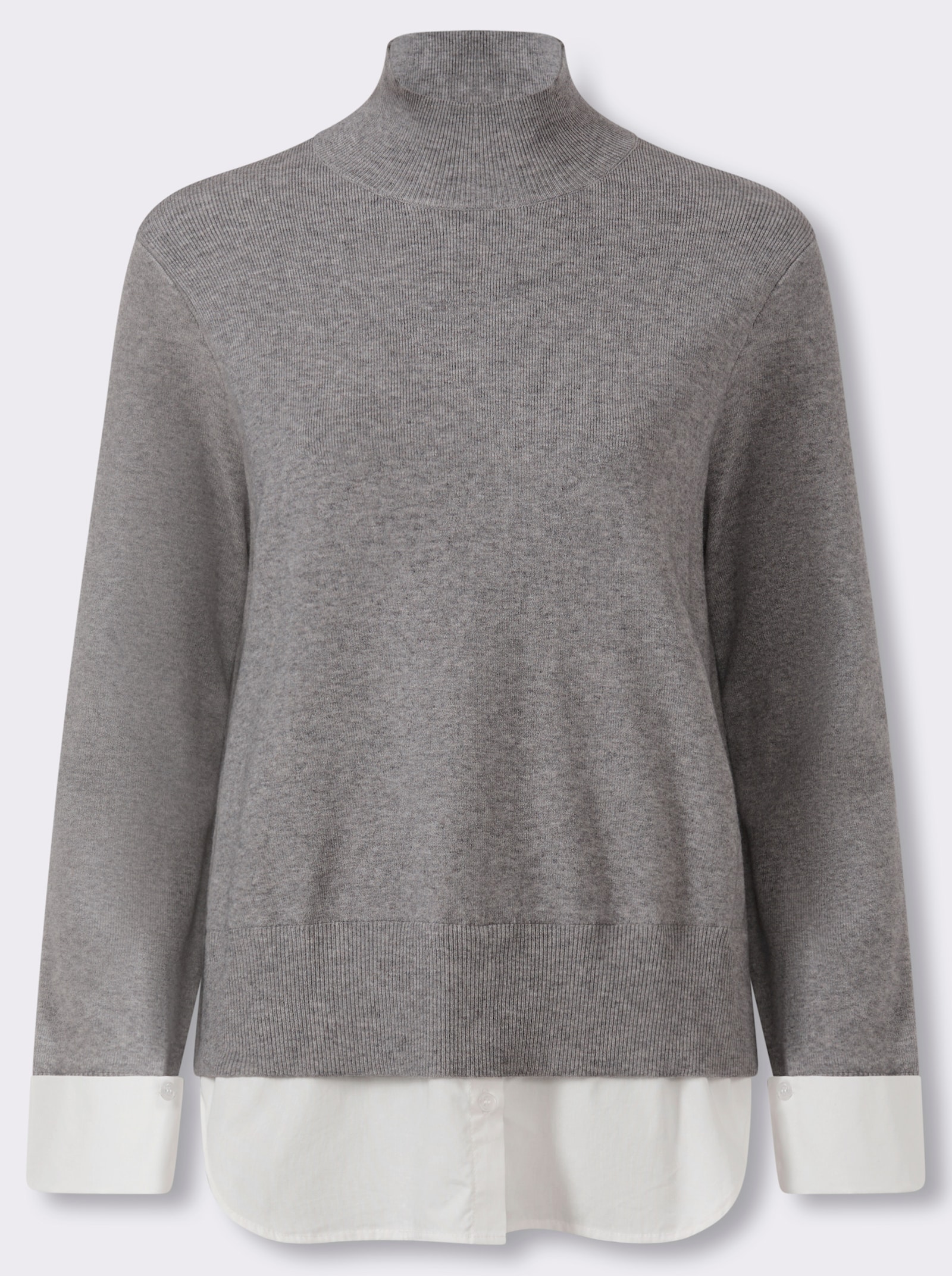 heine Feinstrickpullover in 2-in-1-Optik - grau-meliert